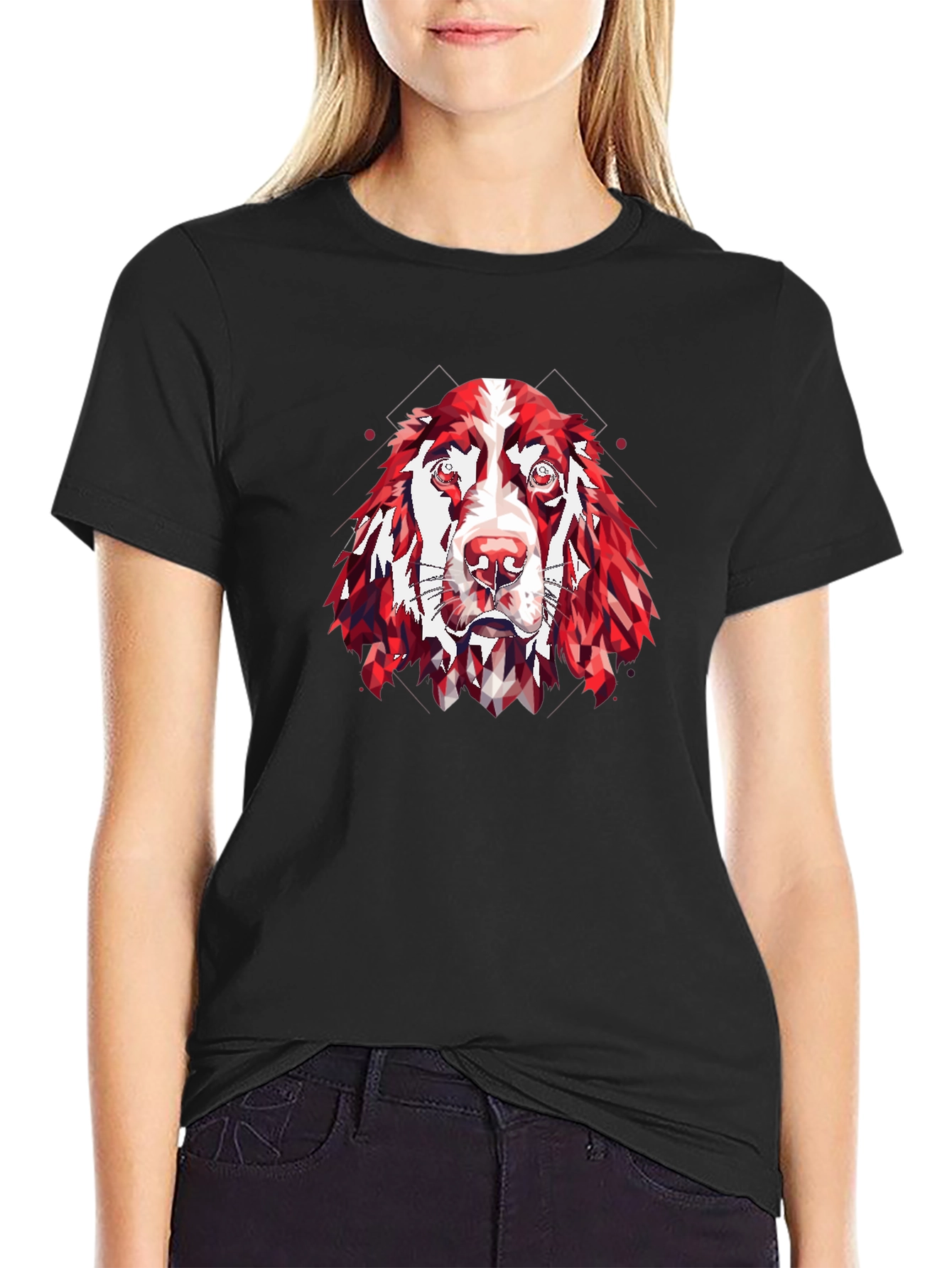 Geometric Dog Graphic Tee - Modern Canine Style