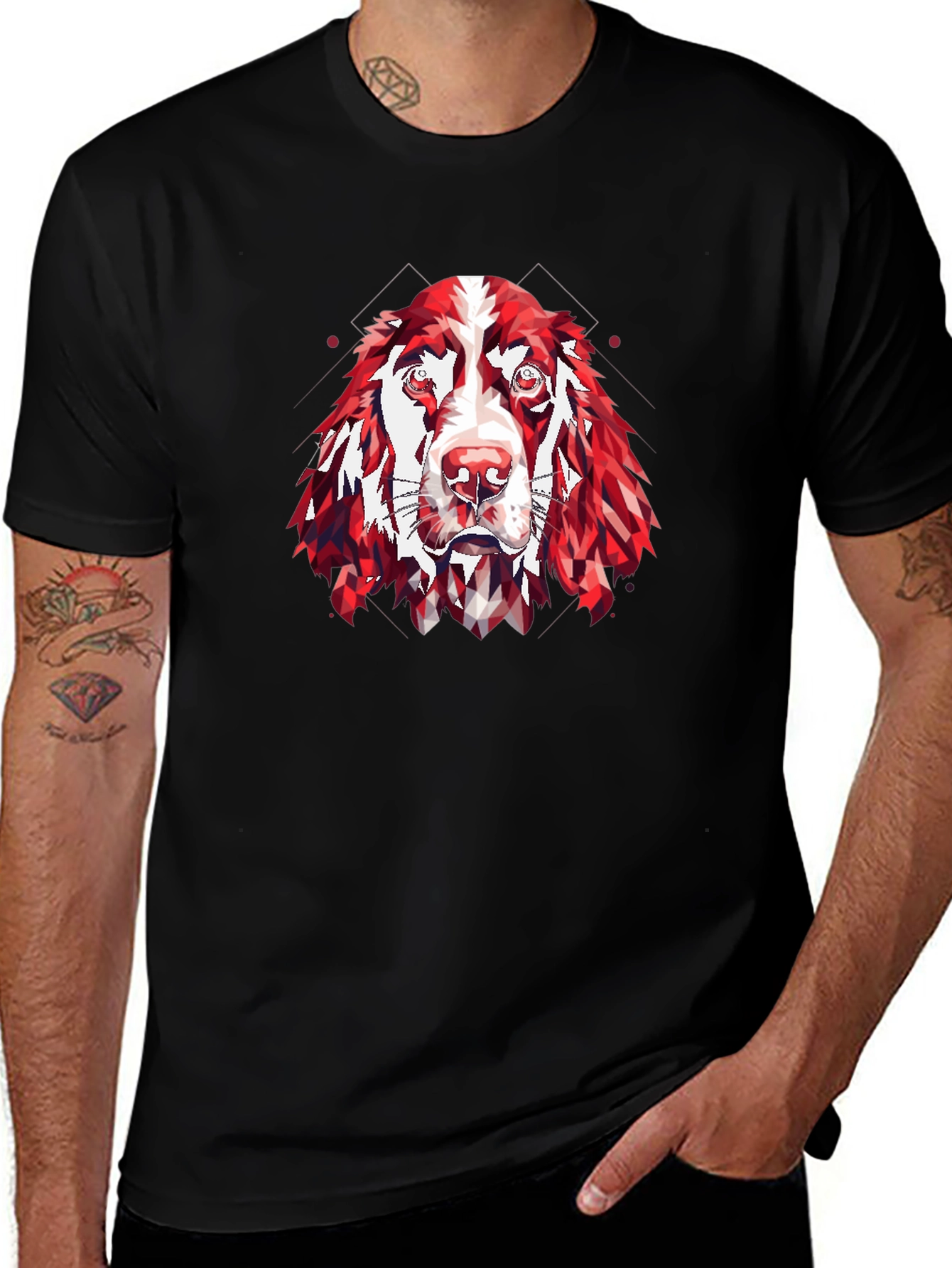 Geometric Dog Graphic Tee - Modern Canine Style