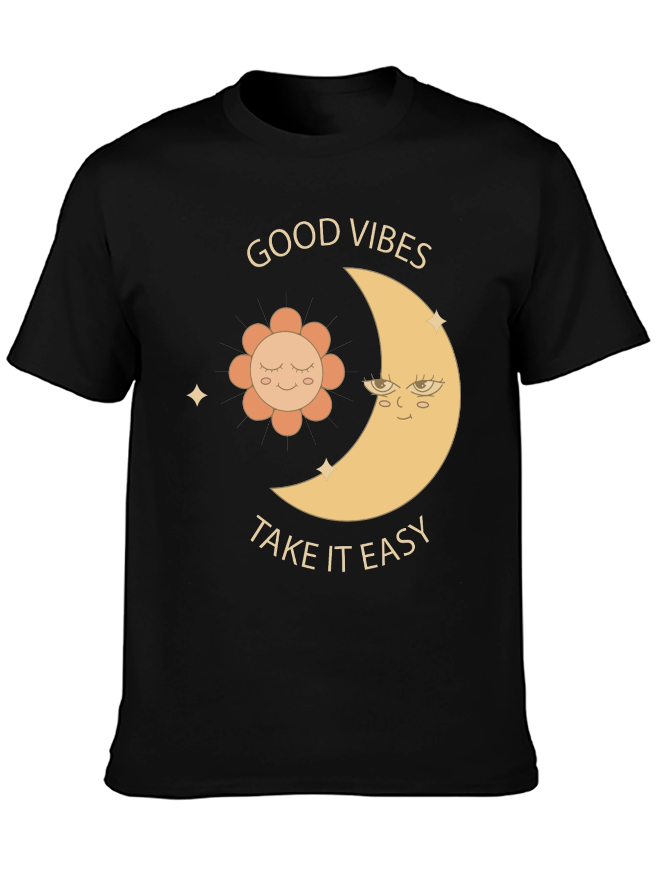 Good Vibes T-Shirt - Moon & Flower Graphic Tee