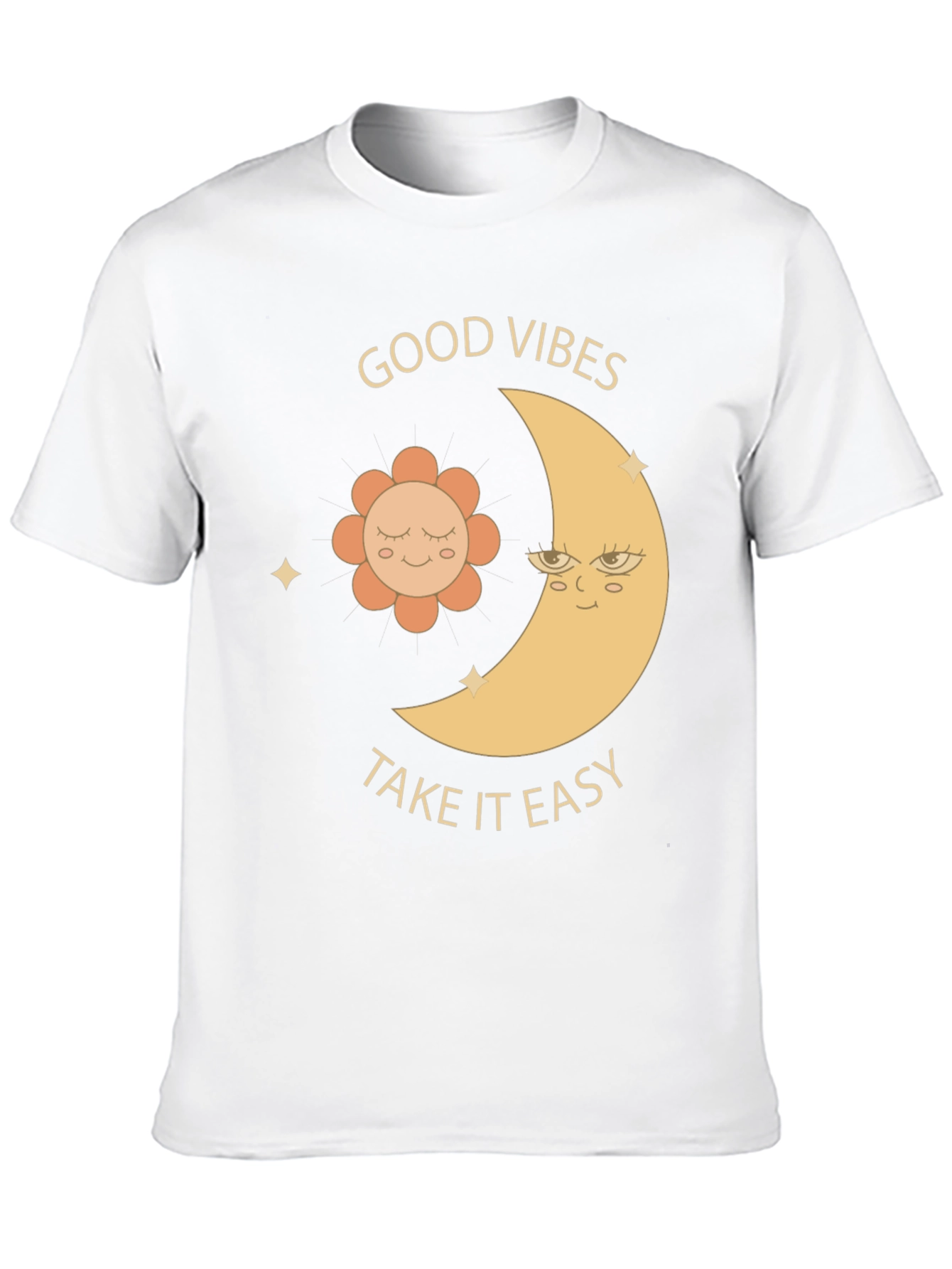 Good Vibes T-Shirt - Moon & Flower Graphic Tee