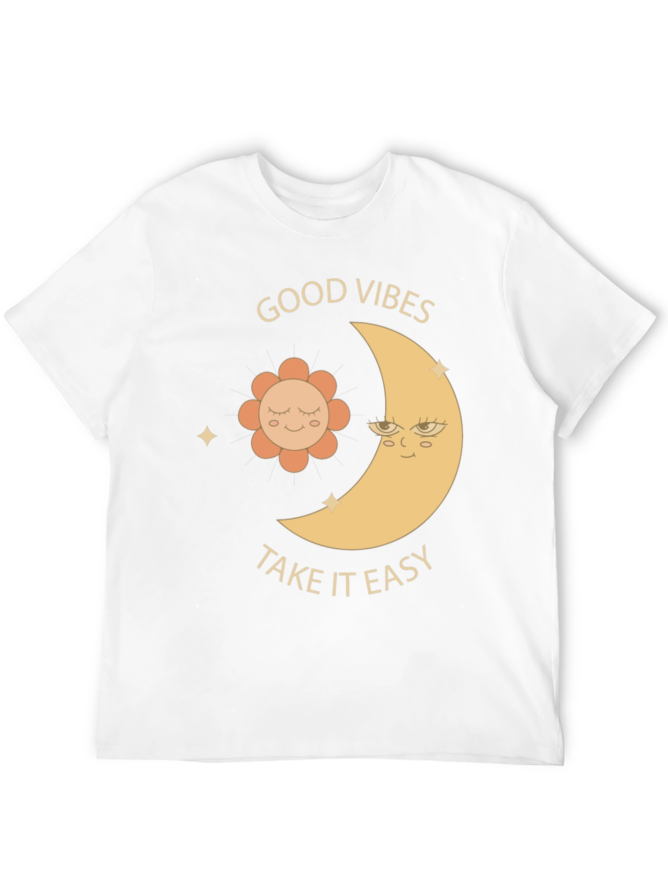 Good Vibes T-Shirt - Moon & Flower Graphic Tee