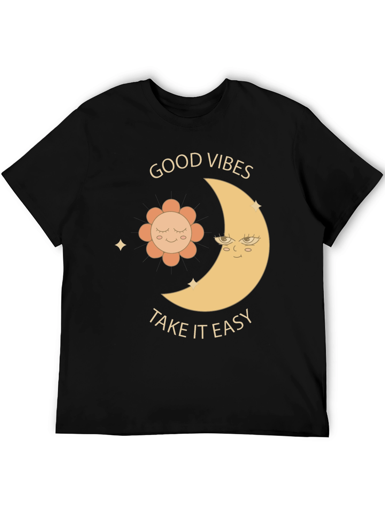 Good Vibes T-Shirt - Moon & Flower Graphic Tee
