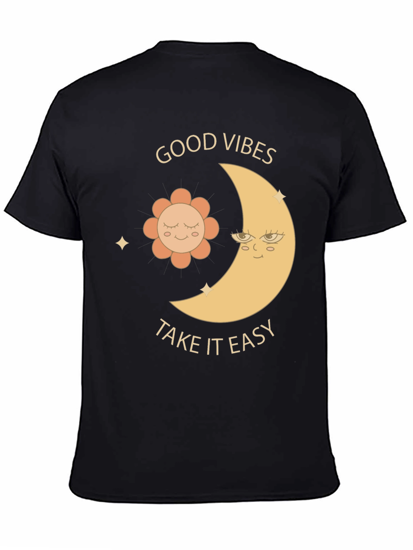 Good Vibes T-Shirt - Moon & Flower Graphic Tee