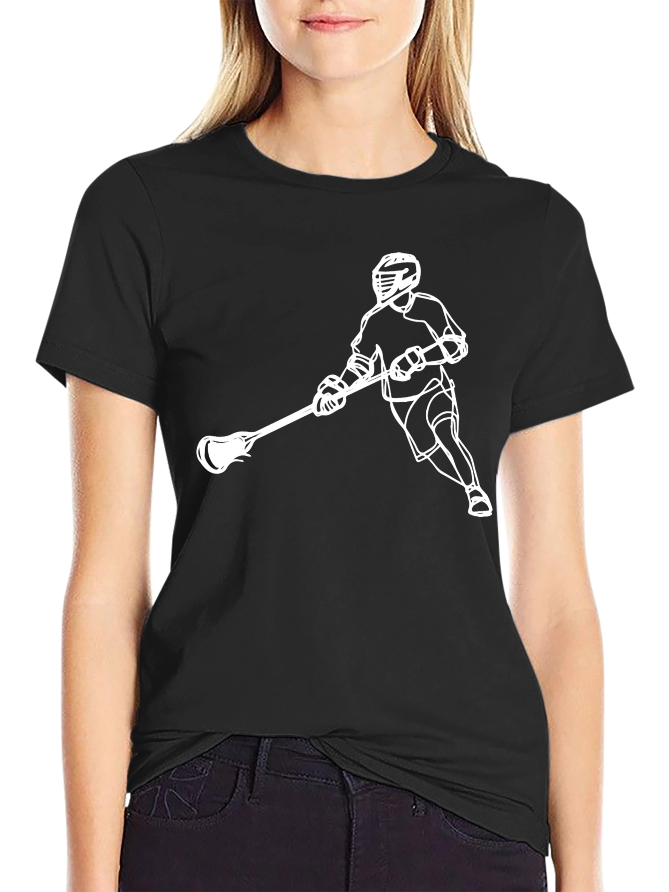 Lacrosse Player Graphic Tee - Black