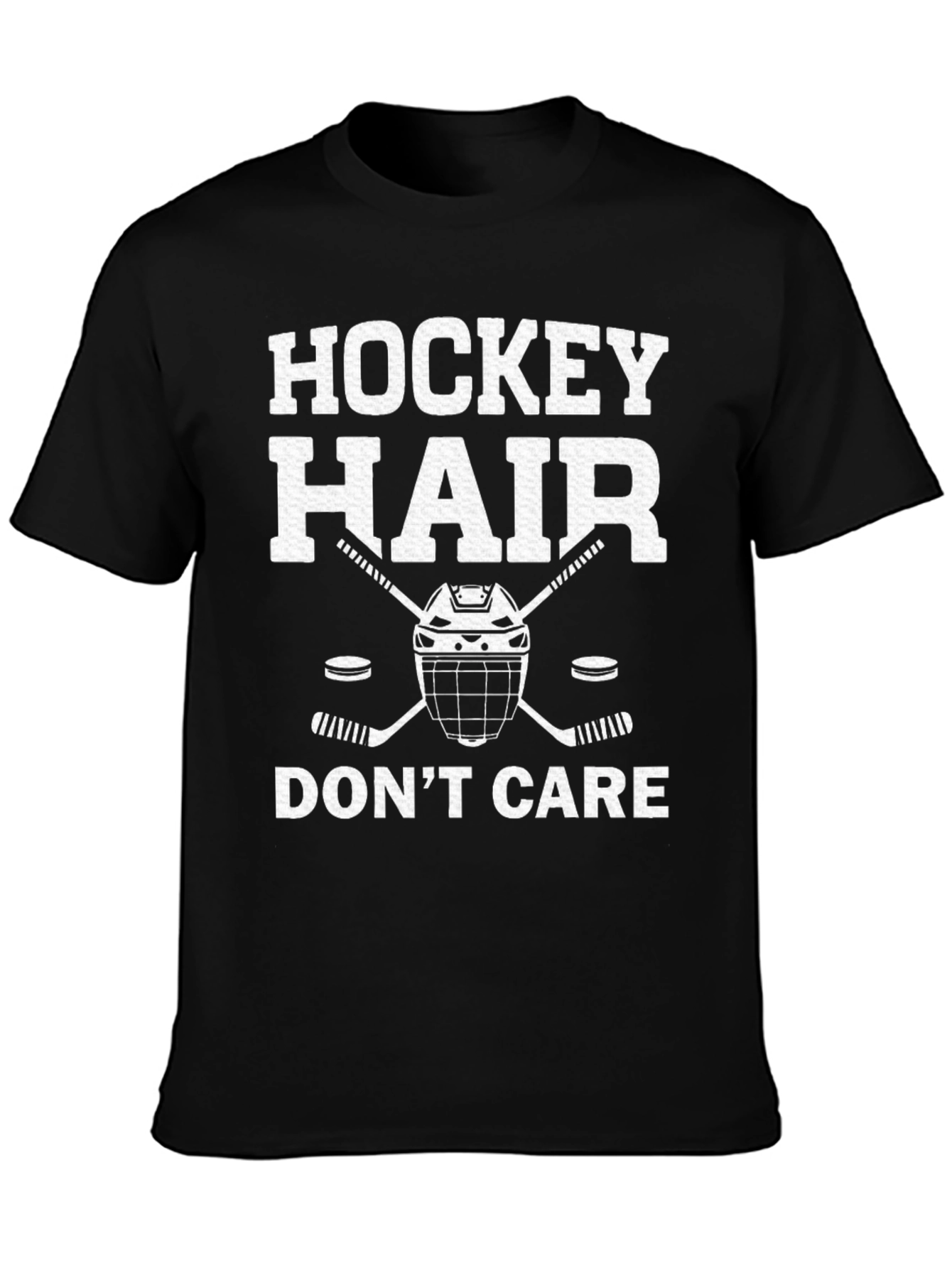 Hockey Hair Dont Care Black T-Shirt