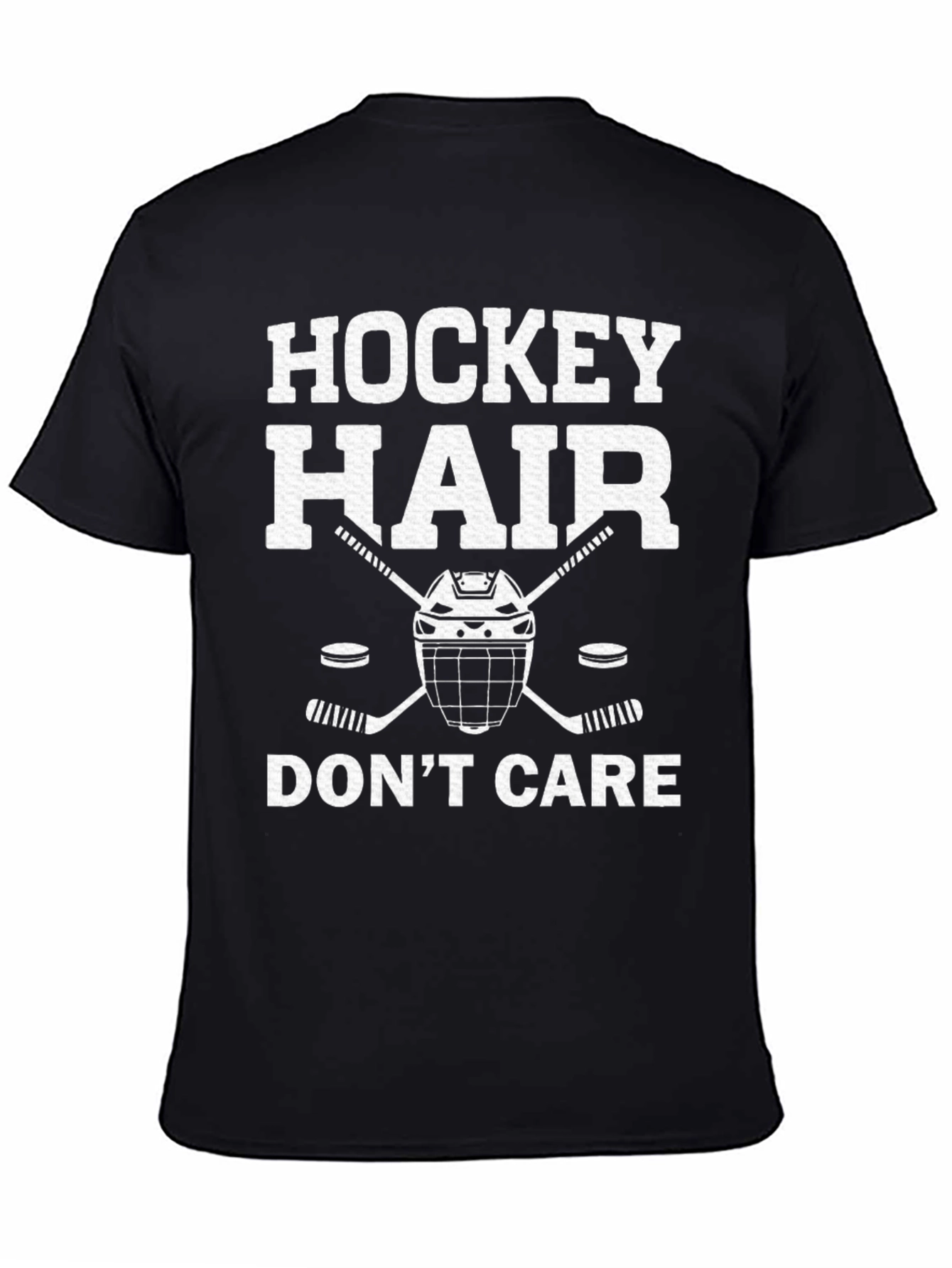 Hockey Hair Dont Care Black T-Shirt