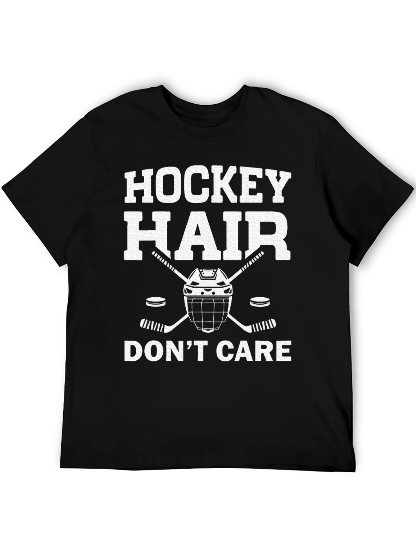 Hockey Hair Dont Care Black T-Shirt