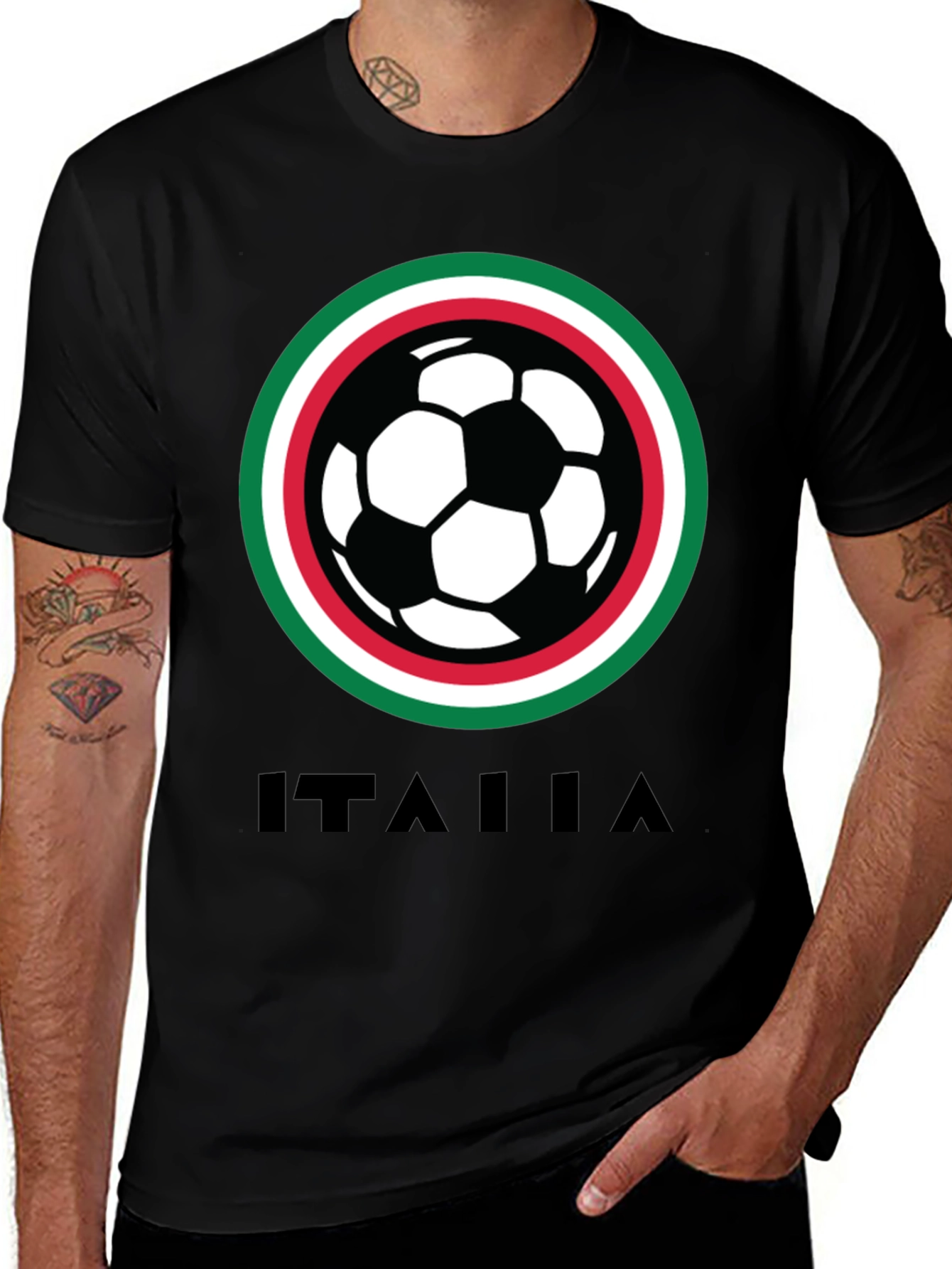 Italia Soccer T-Shirt - Black Italian Pride Tee