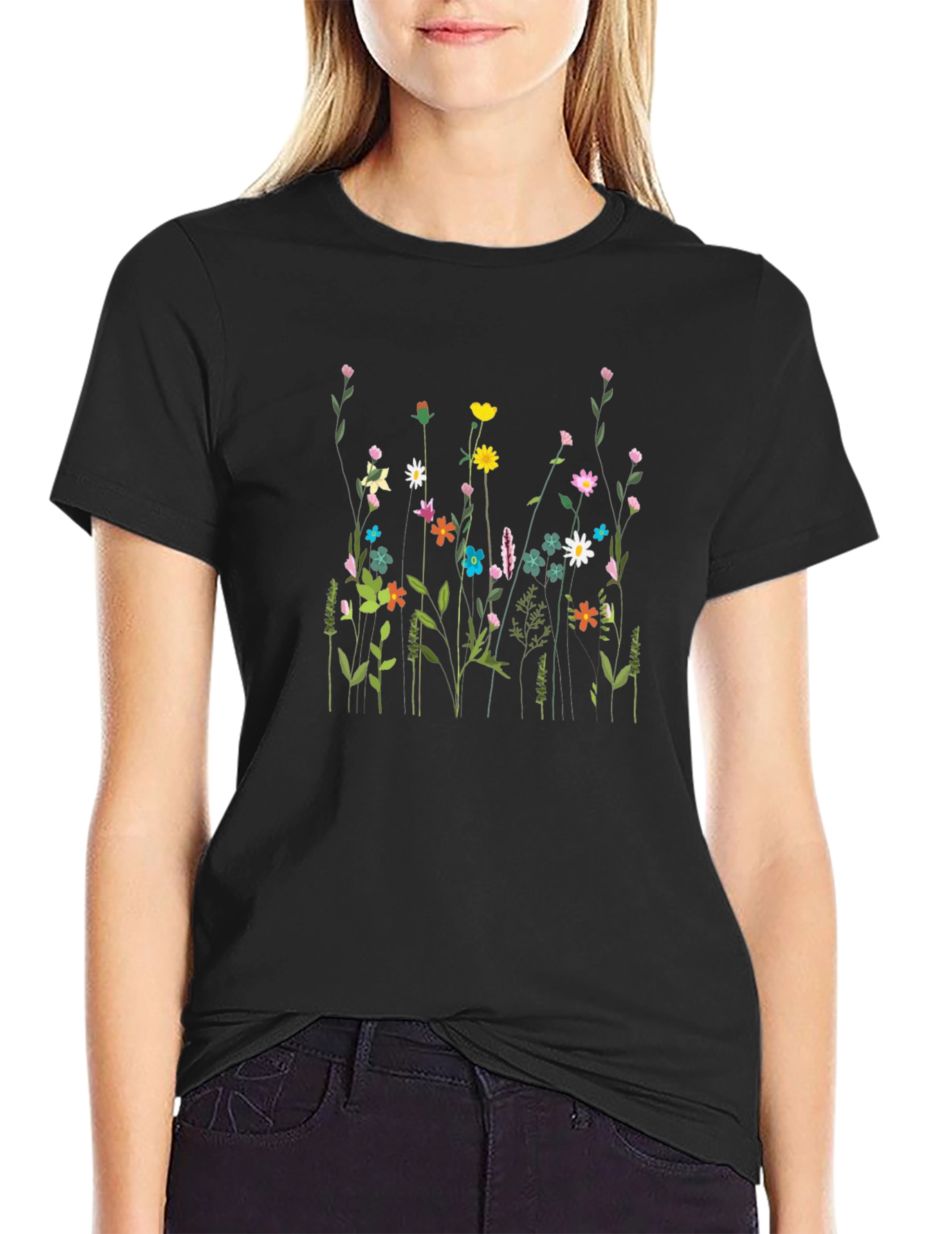 Wildflower Meadow Graphic Tee - Black
