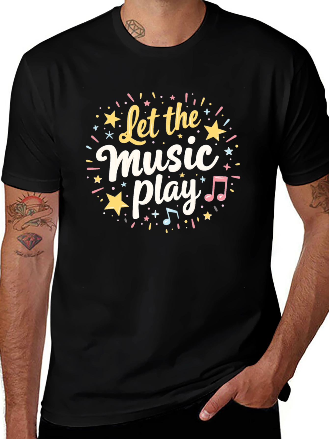 Let The Music Play Graphic T-Shirt - Black