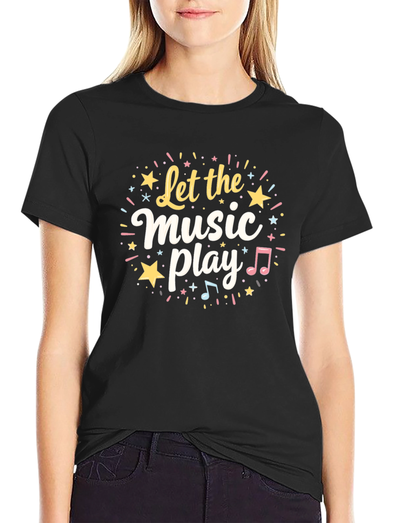 Let The Music Play Graphic T-Shirt - Black