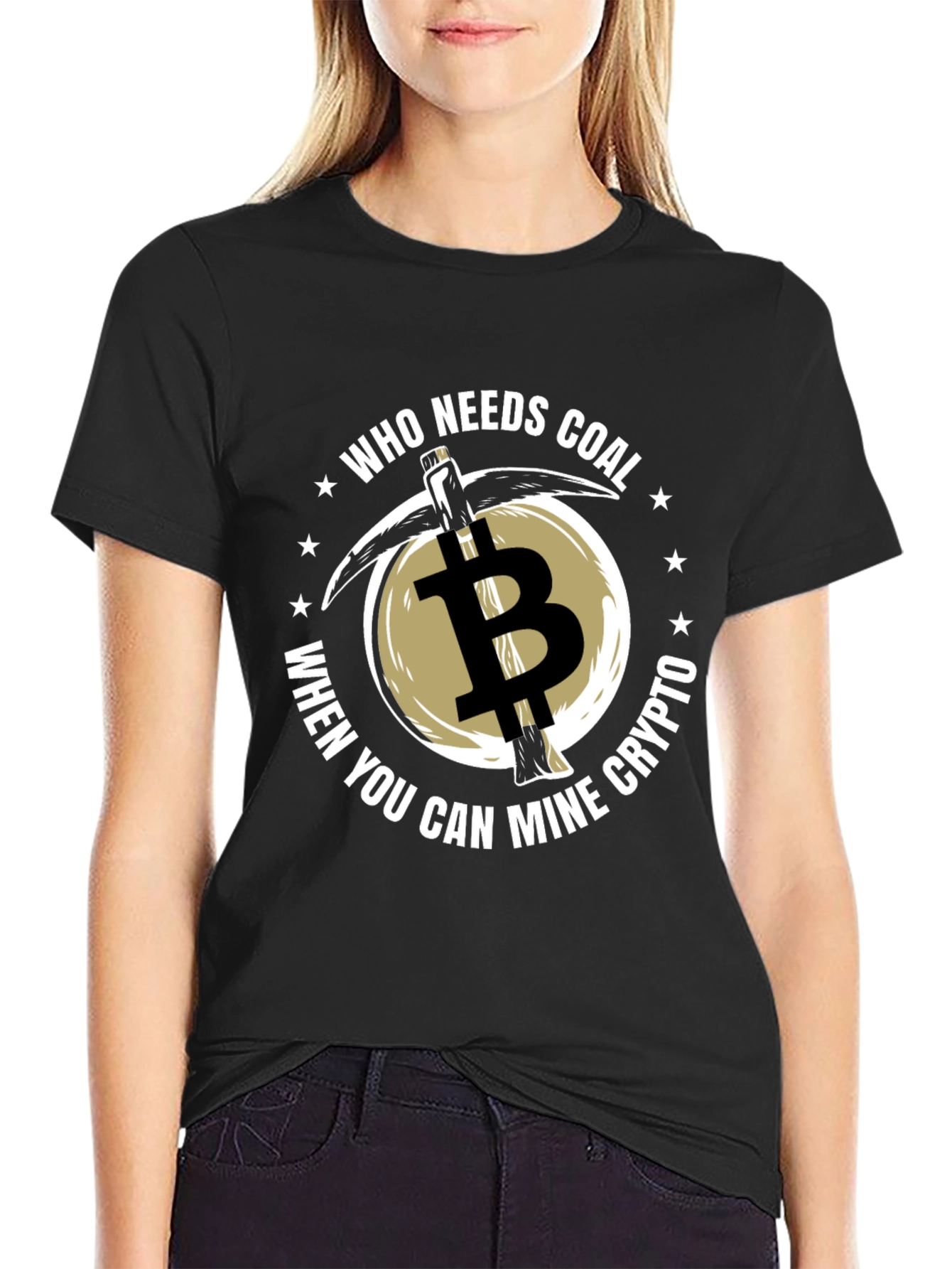 Bitcoin Mining T-Shirt - Crypto Coal Pickaxe Tee