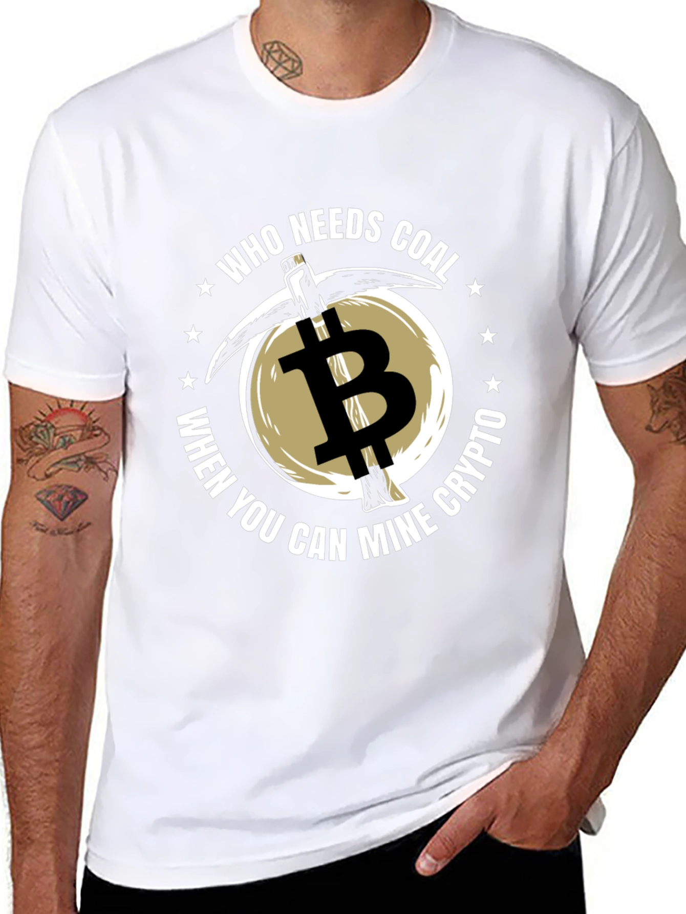 Bitcoin Mining T-Shirt - Crypto Coal Pickaxe Tee
