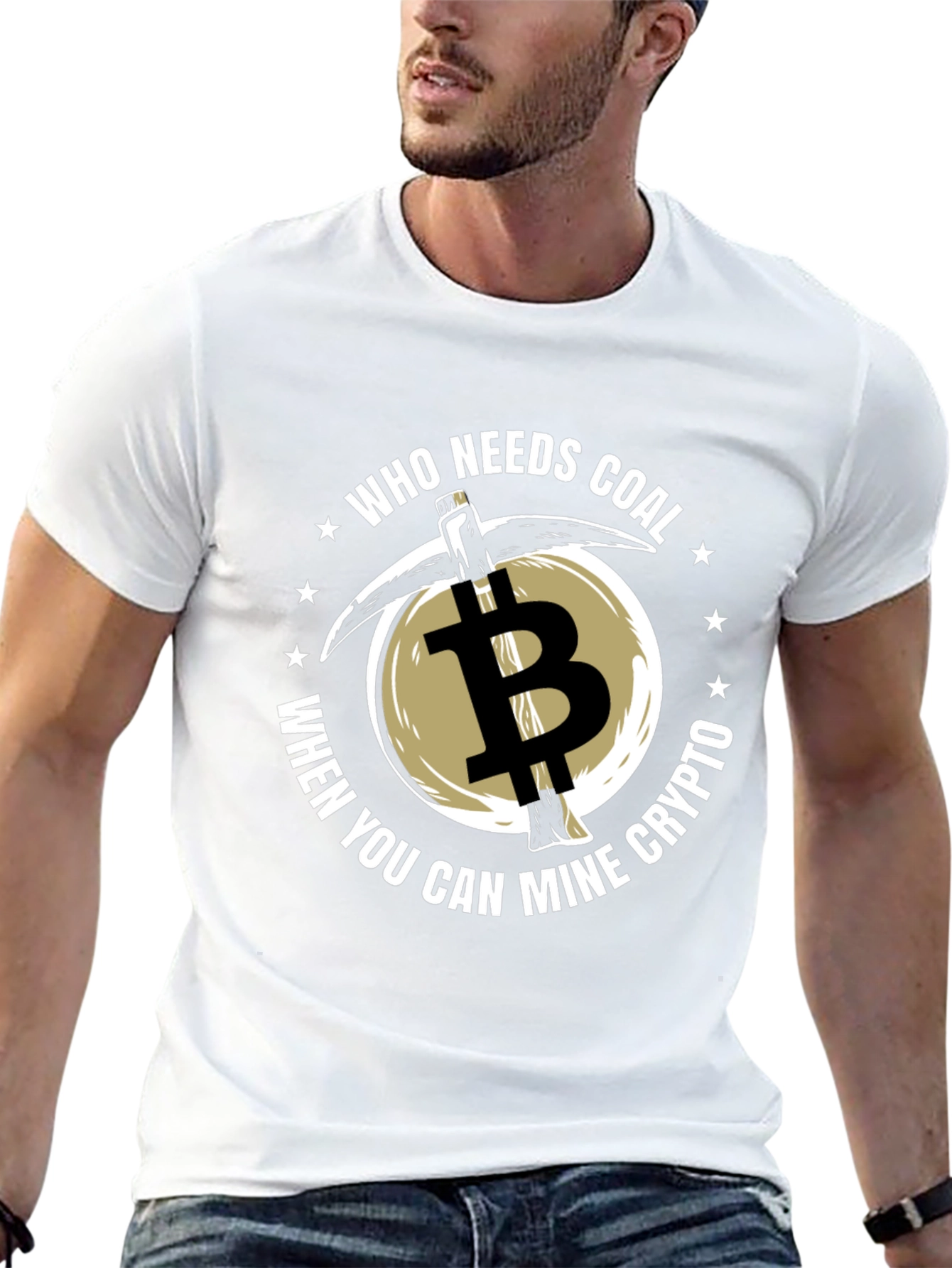 Bitcoin Mining T-Shirt - Crypto Coal Pickaxe Tee