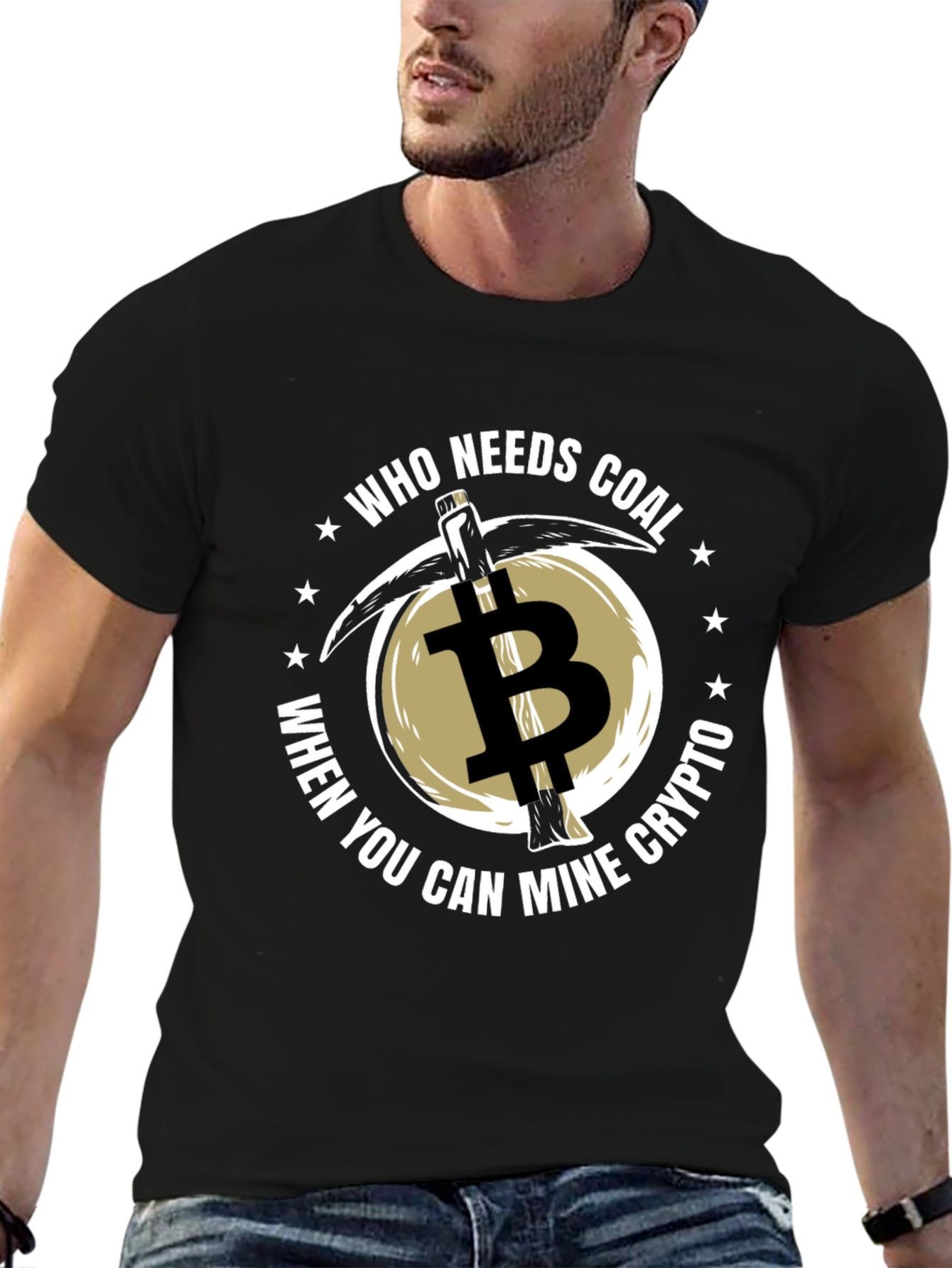 Bitcoin Mining T-Shirt - Crypto Coal Pickaxe Tee