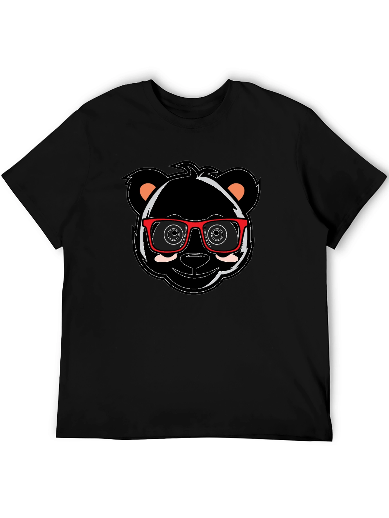 Cool Panda with Glasses Graphic Tee - Black