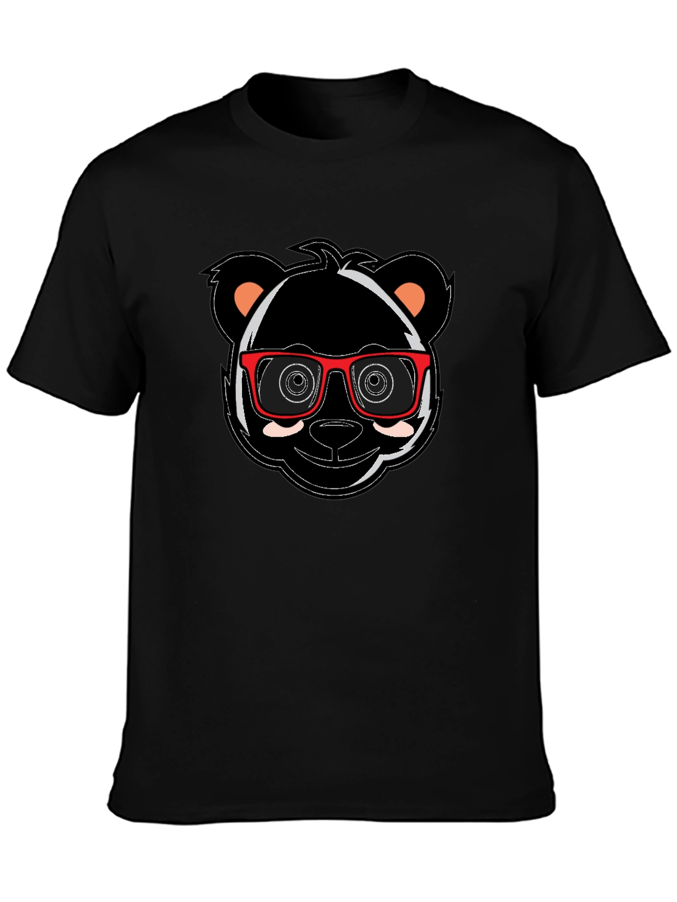 Cool Panda with Glasses Graphic Tee - Black
