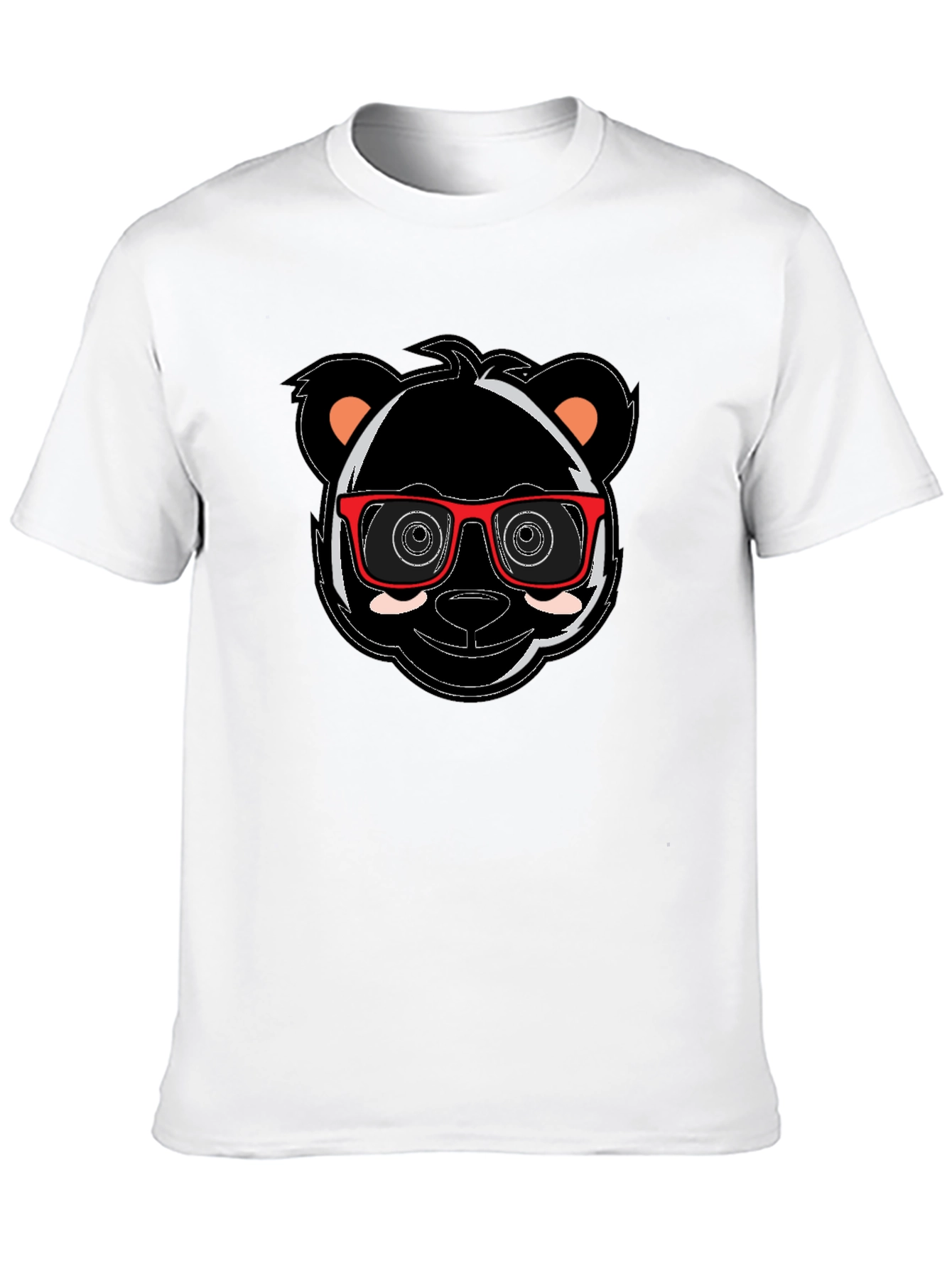 Cool Panda with Glasses Graphic Tee - Black