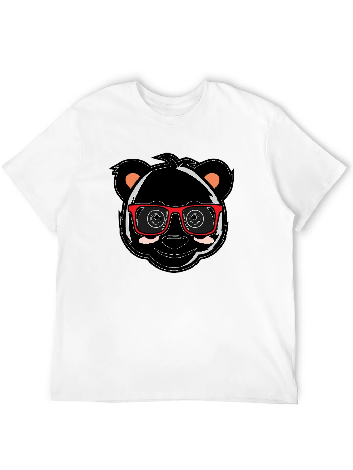 Cool Panda with Glasses Graphic Tee - Black