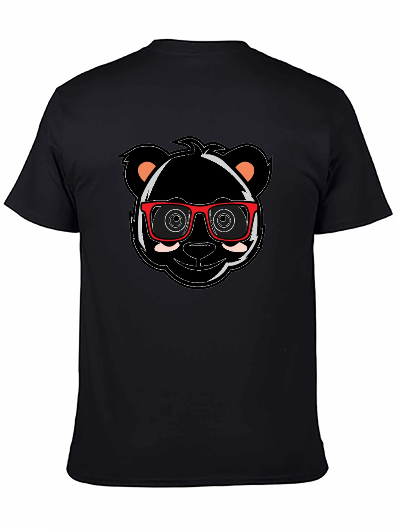 Cool Panda with Glasses Graphic Tee - Black