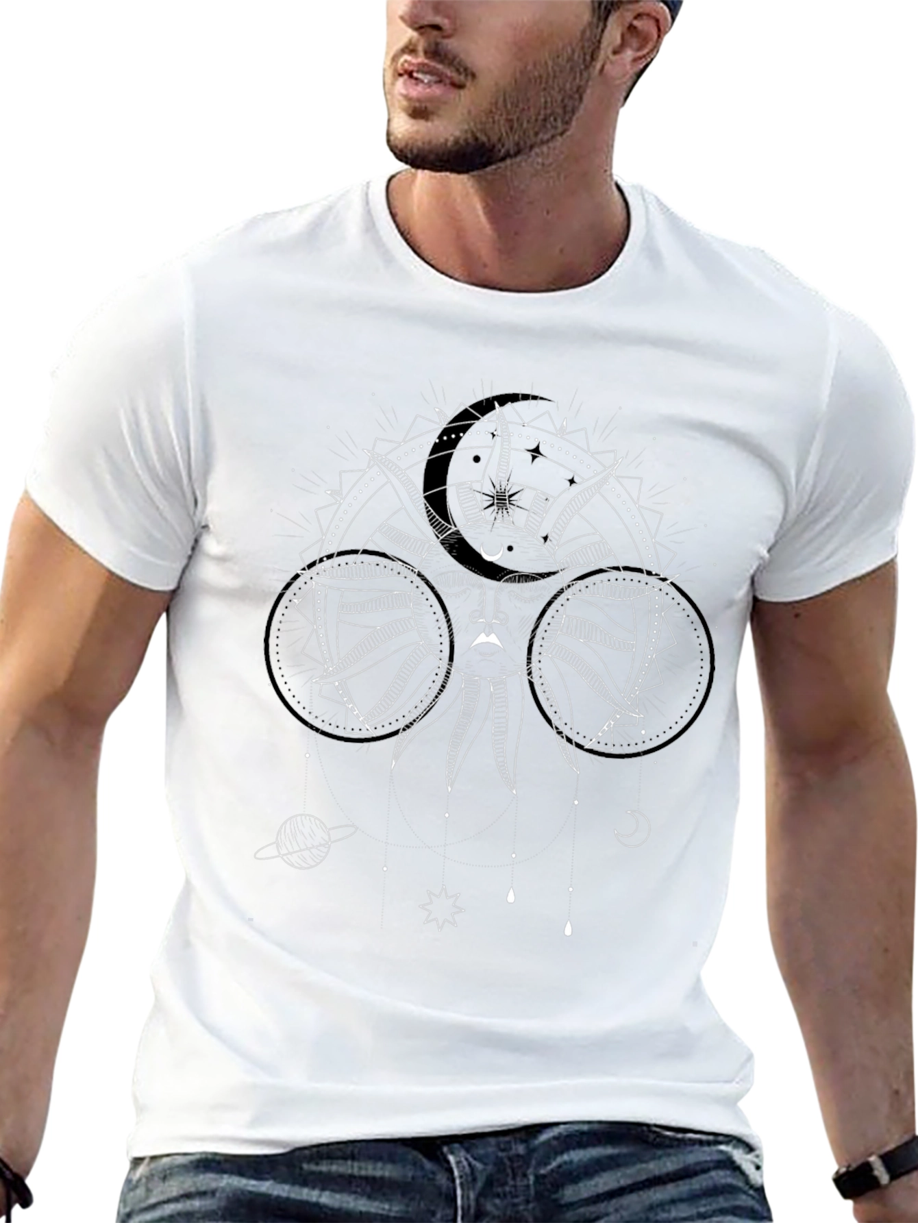 Celestial Sun Graphic Tee - Black