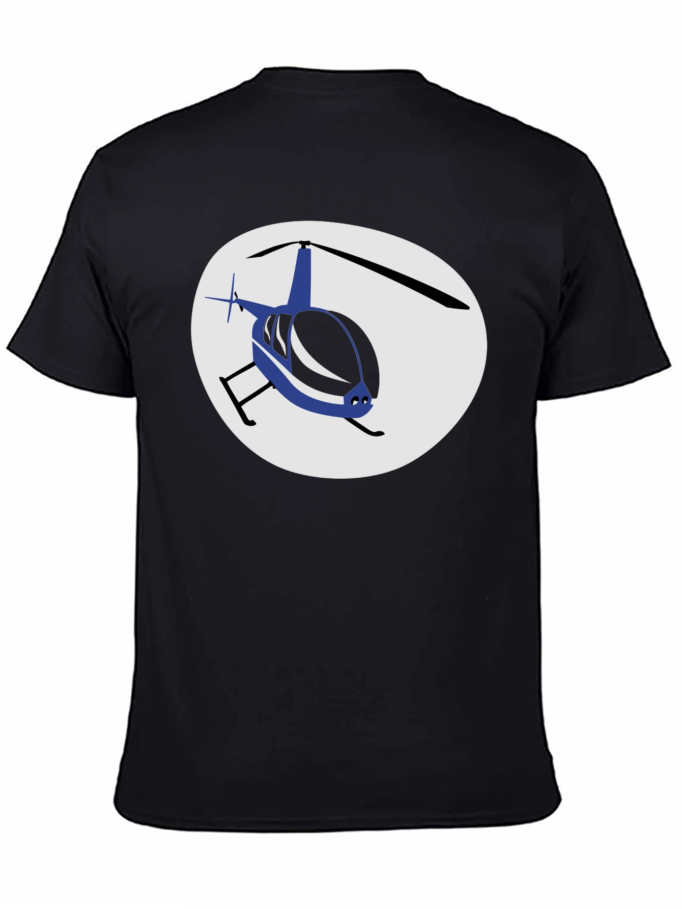 Helicopter Graphic T-Shirt - Black Crew Neck Tee