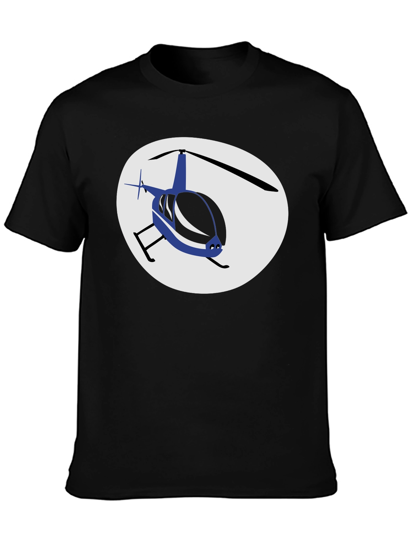 Helicopter Graphic T-Shirt - Black Crew Neck Tee
