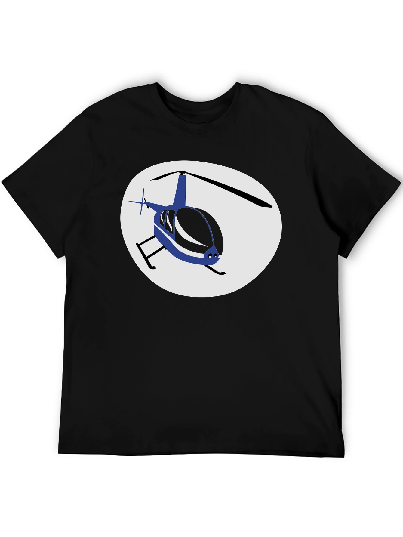 Helicopter Graphic T-Shirt - Black Crew Neck Tee