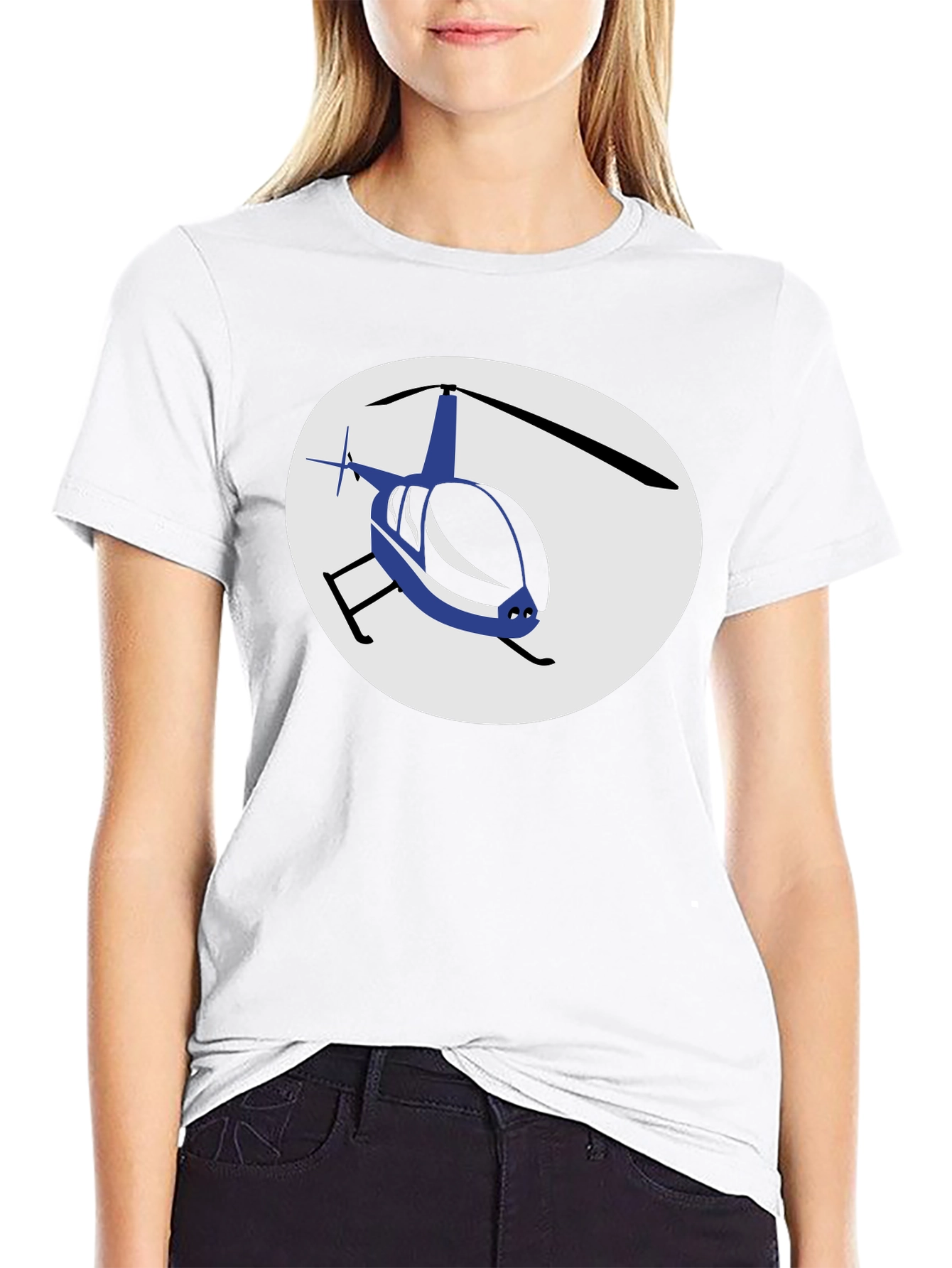 Helicopter Graphic T-Shirt - Black Crew Neck Tee