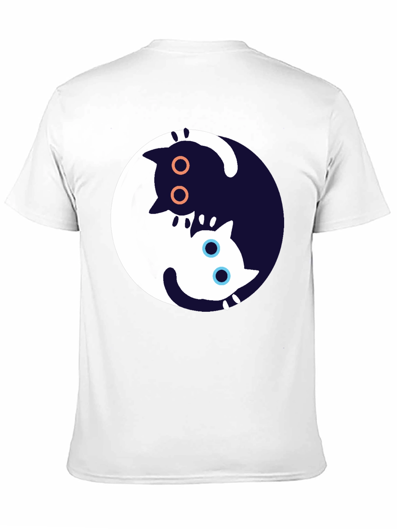 Yin Yang Cat Graphic T-Shirt - Black
