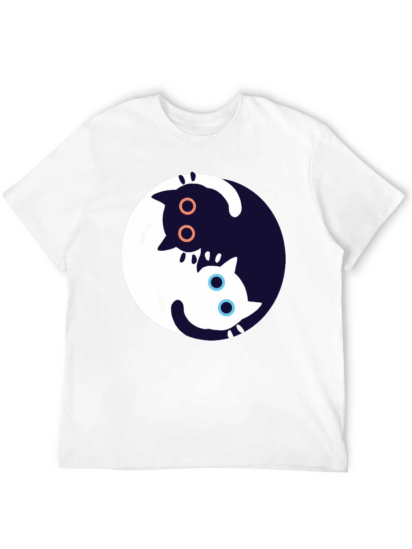 Yin Yang Cat Graphic T-Shirt - Black