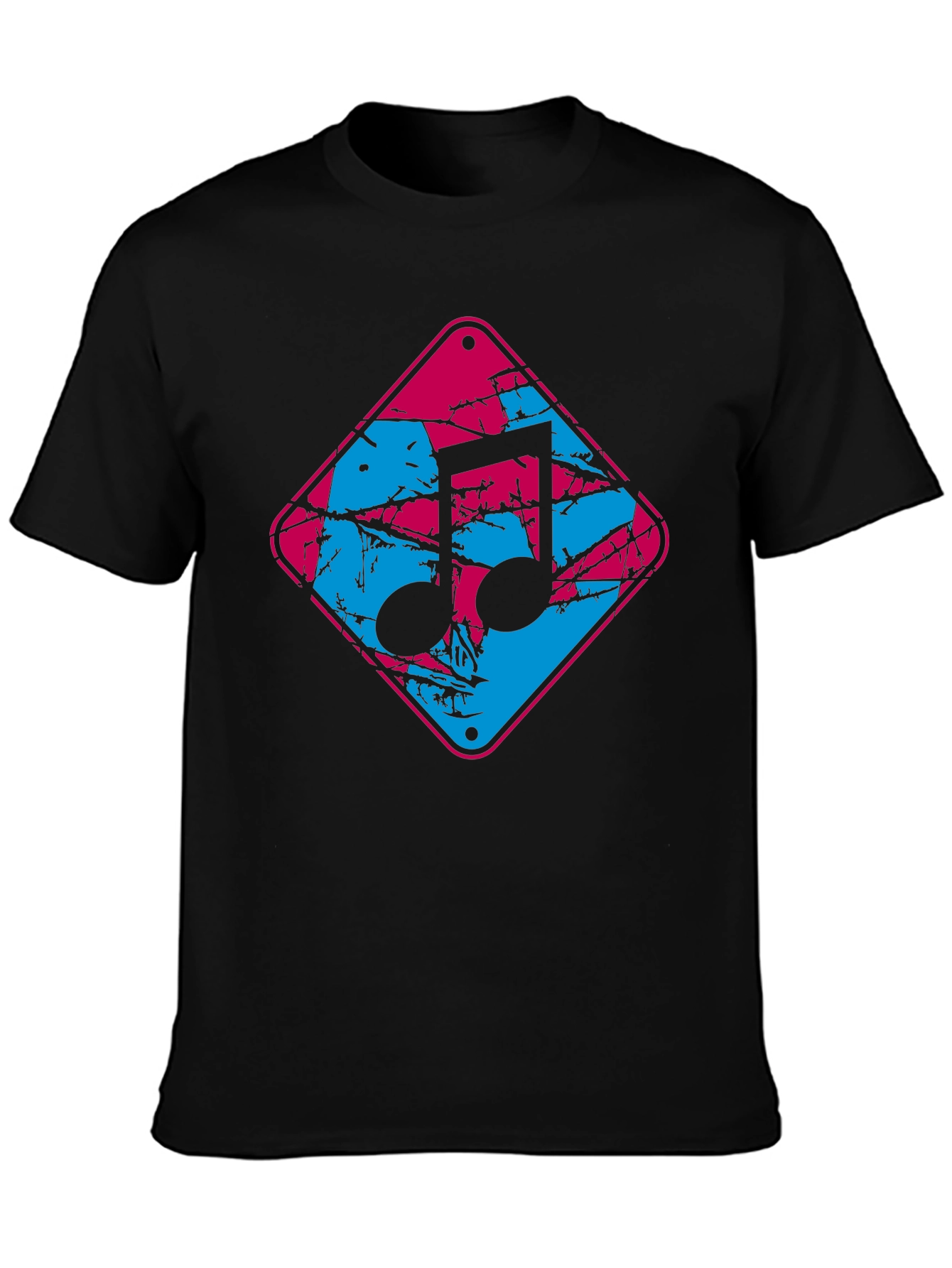 Retro Music Note Graphic Black T-Shirt