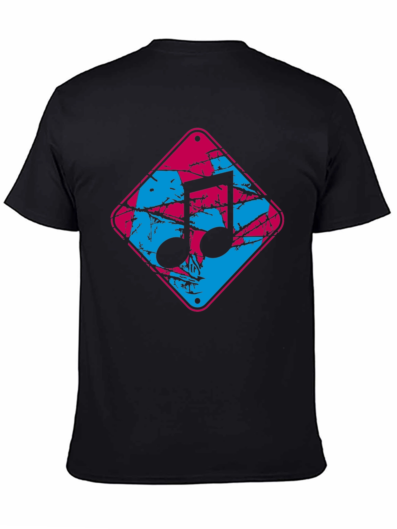 Retro Music Note Graphic Black T-Shirt