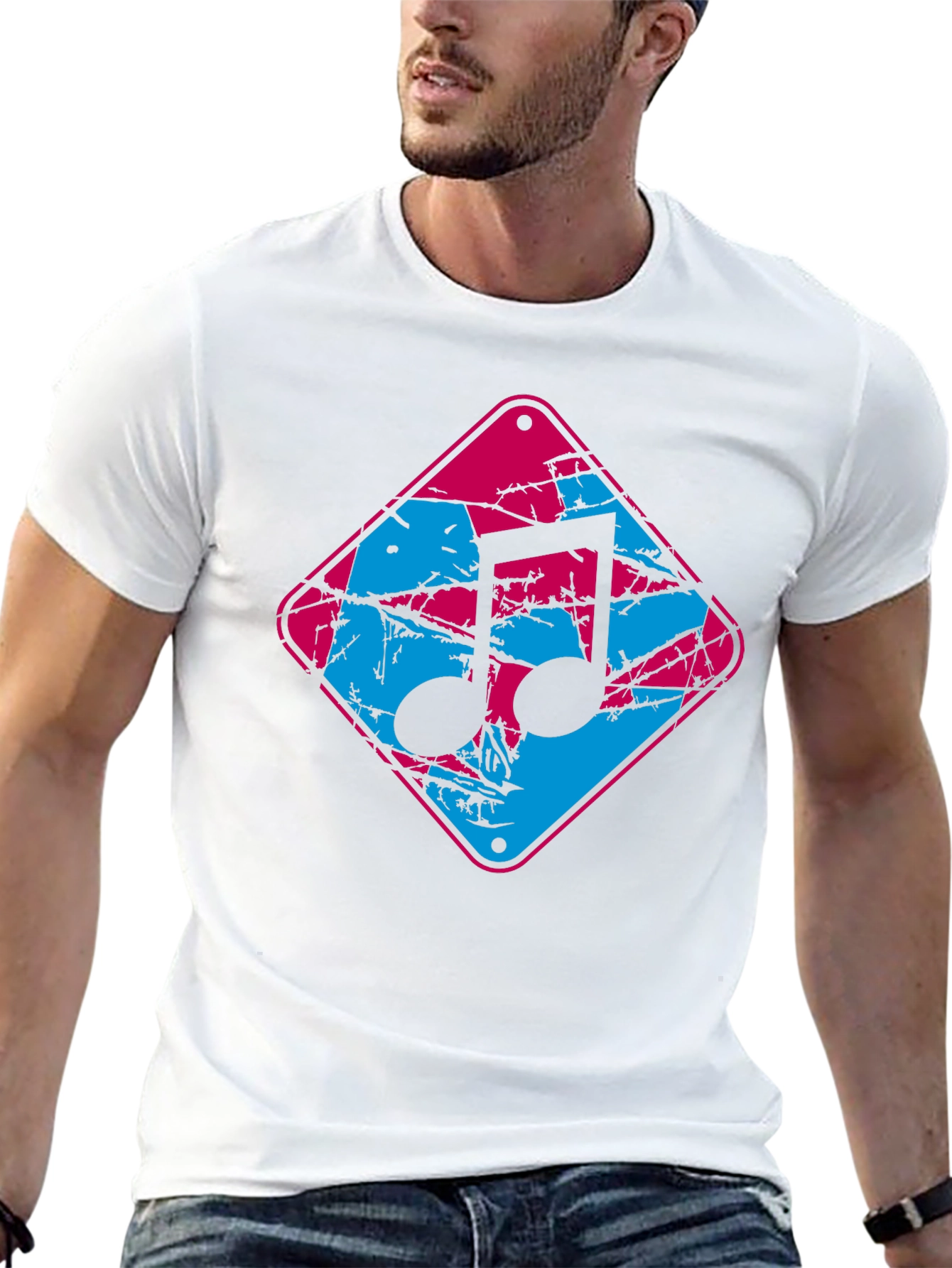 Retro Music Note Graphic Black T-Shirt