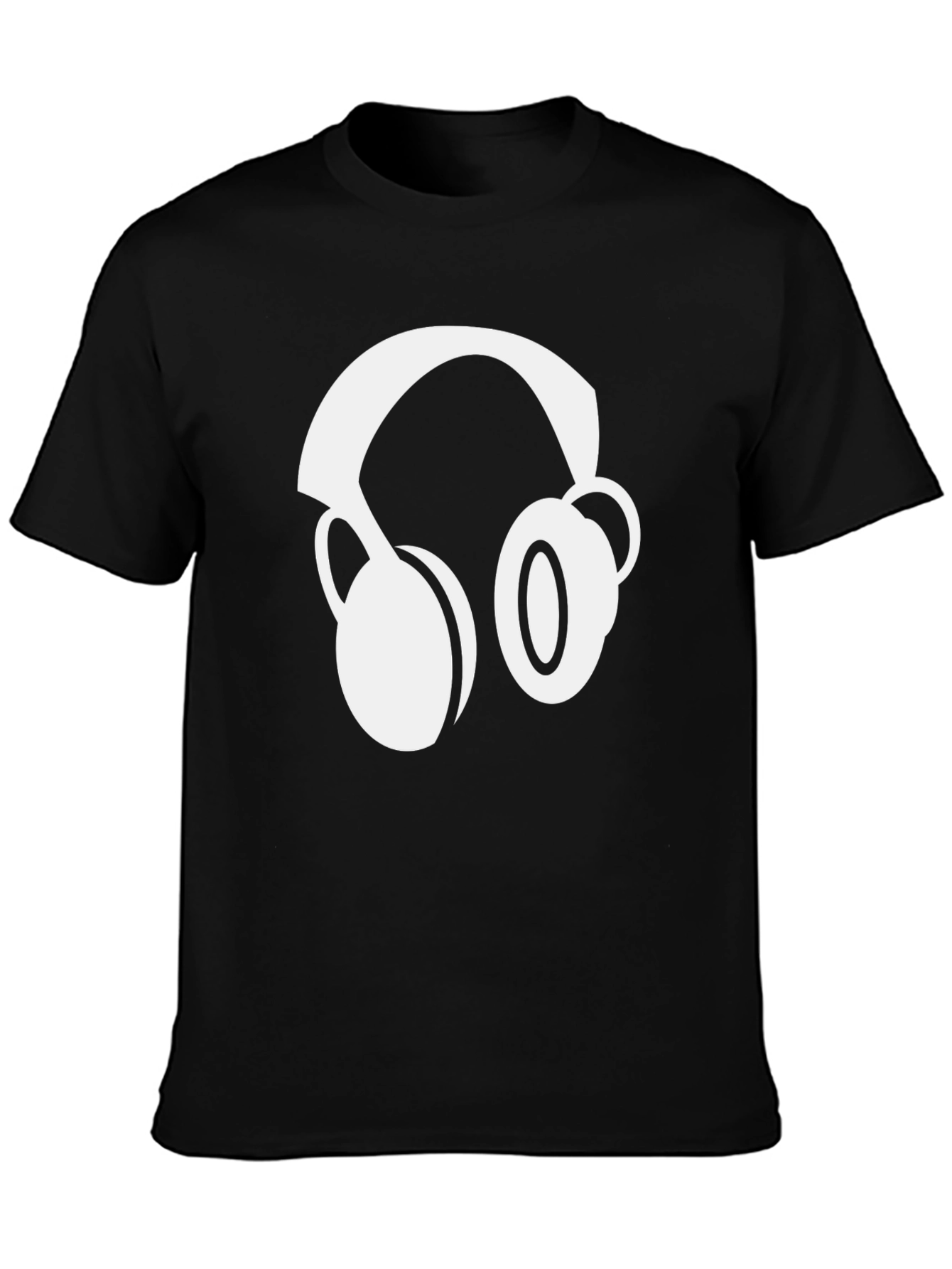 Black T-Shirt with Headphone Graphic