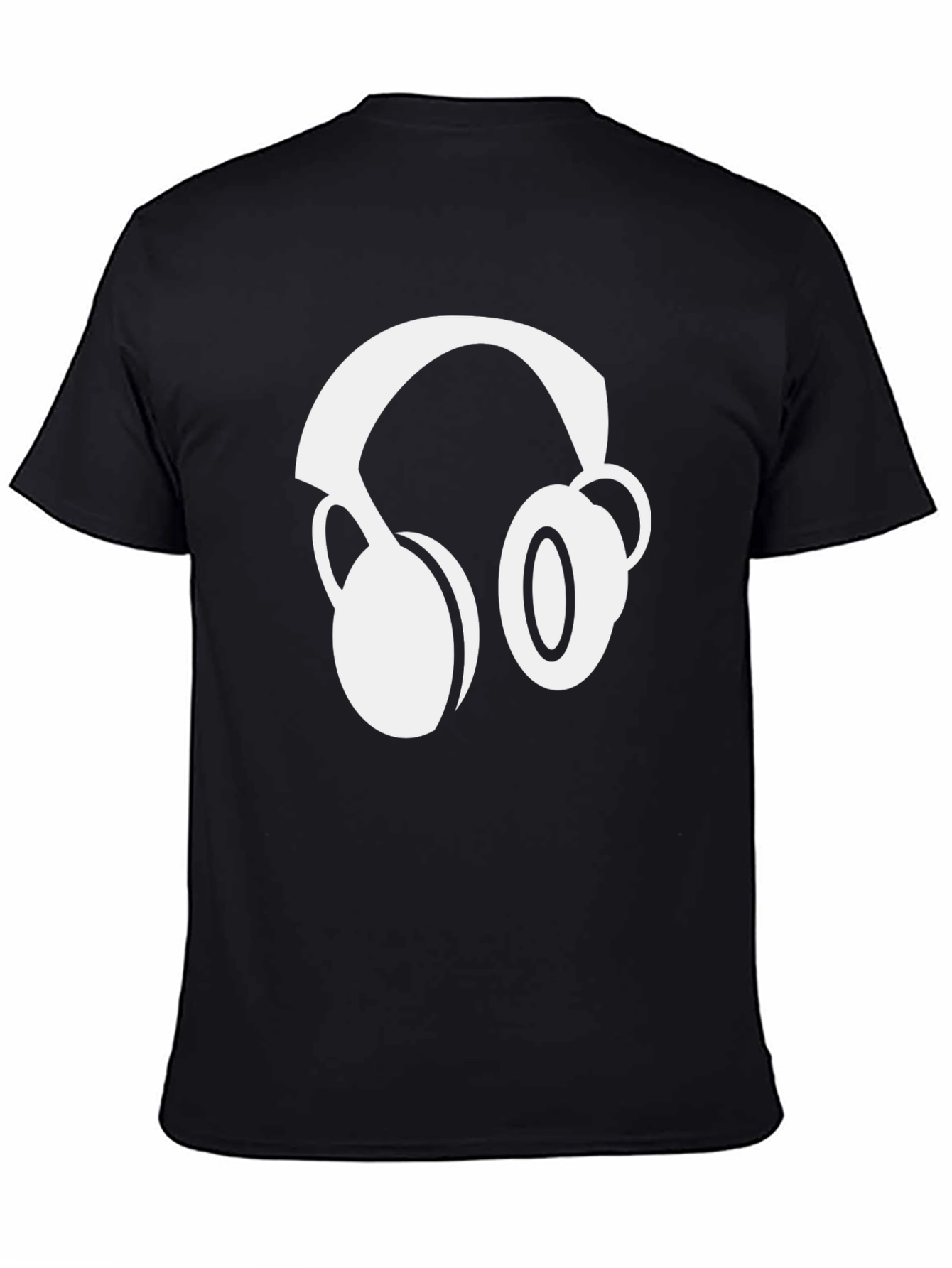 Black T-Shirt with Headphone Graphic