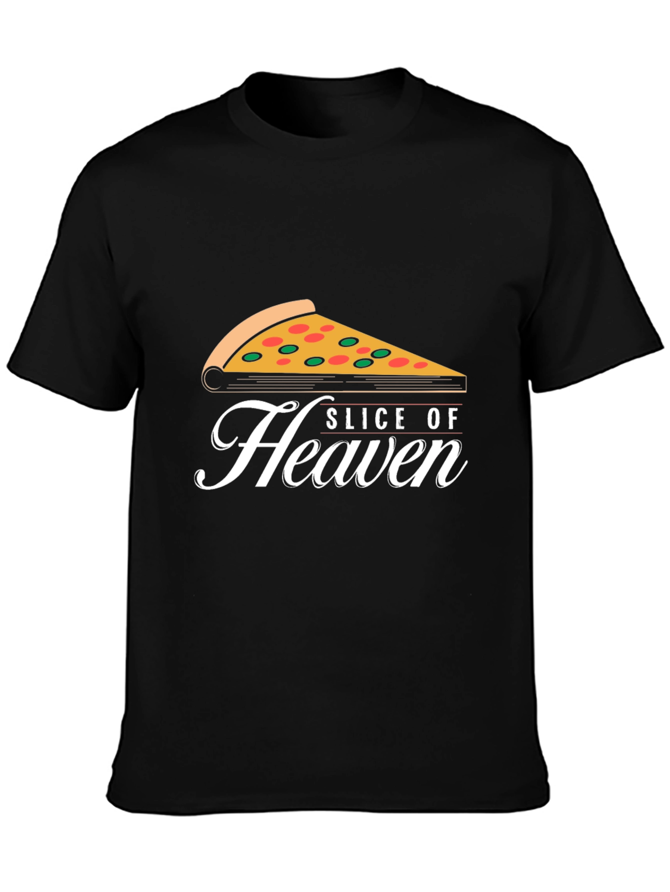Slice of Heaven Pizza Graphic Tee - Black