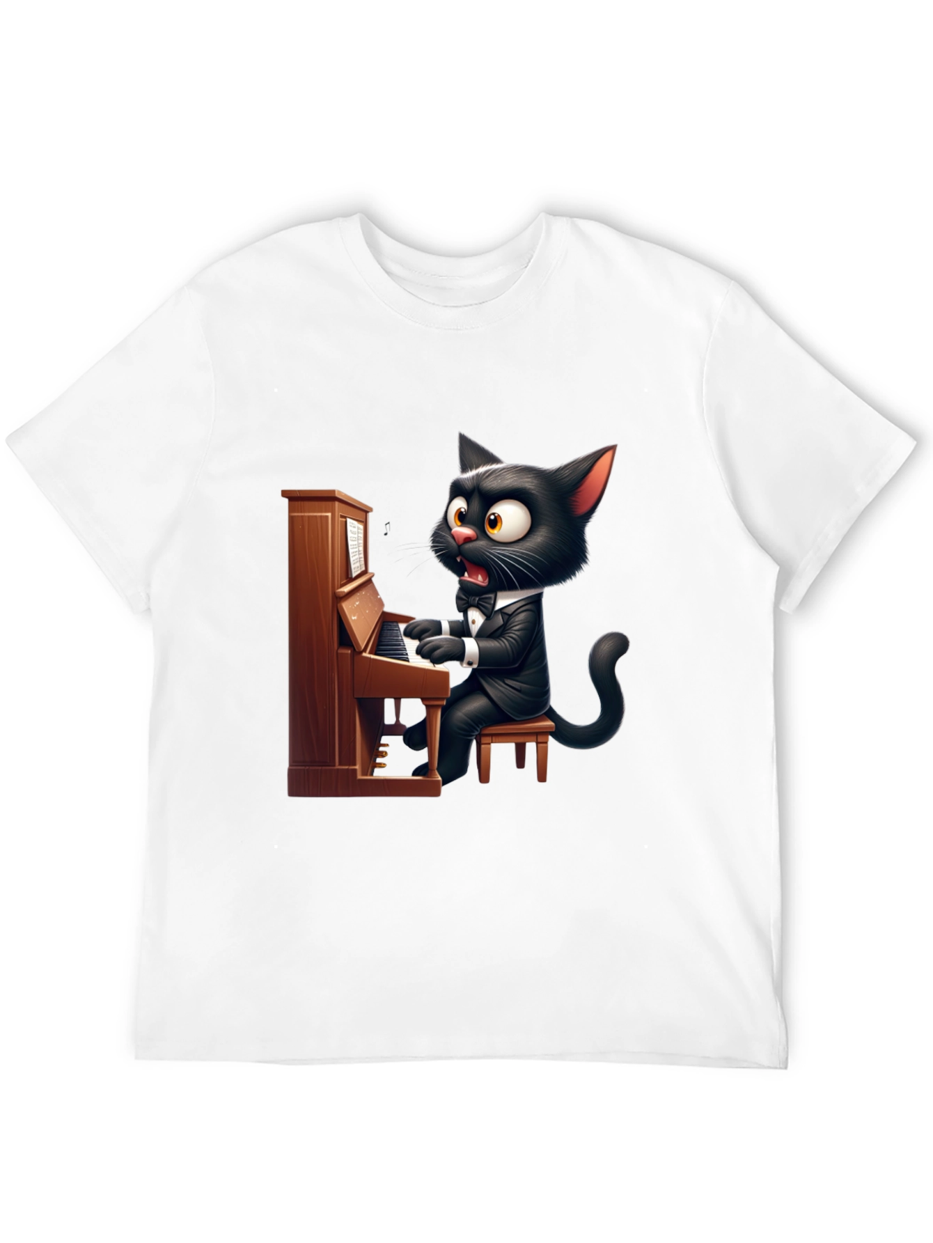 Cat Playing Piano Graphic Tee