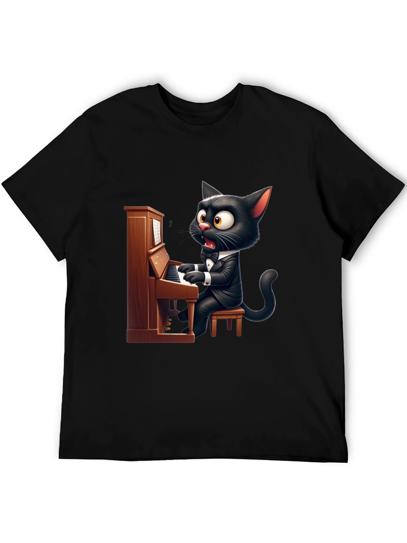 Cat Playing Piano Graphic Tee