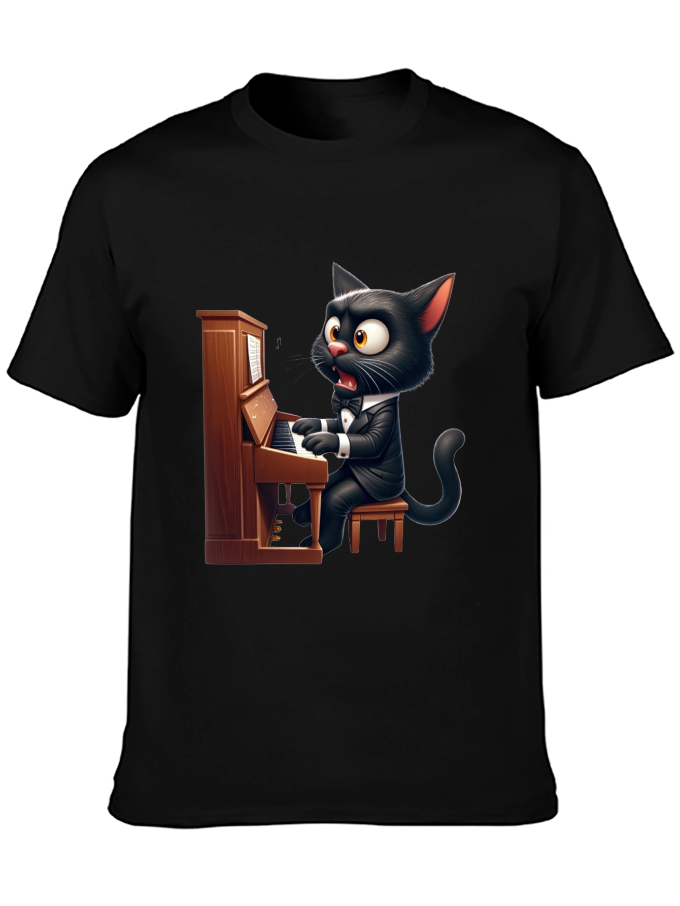 Cat Playing Piano Graphic Tee