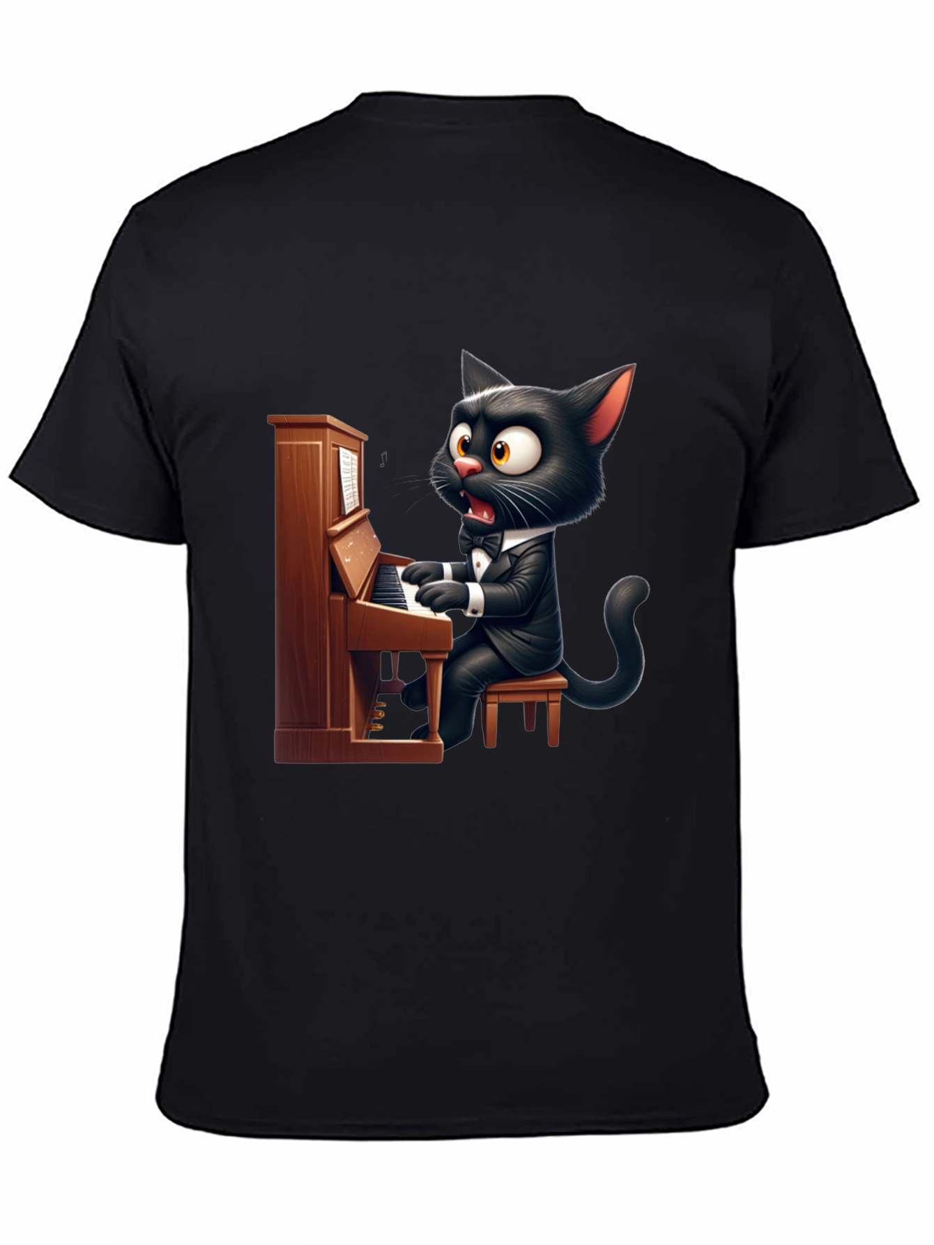 Cat Playing Piano Graphic Tee