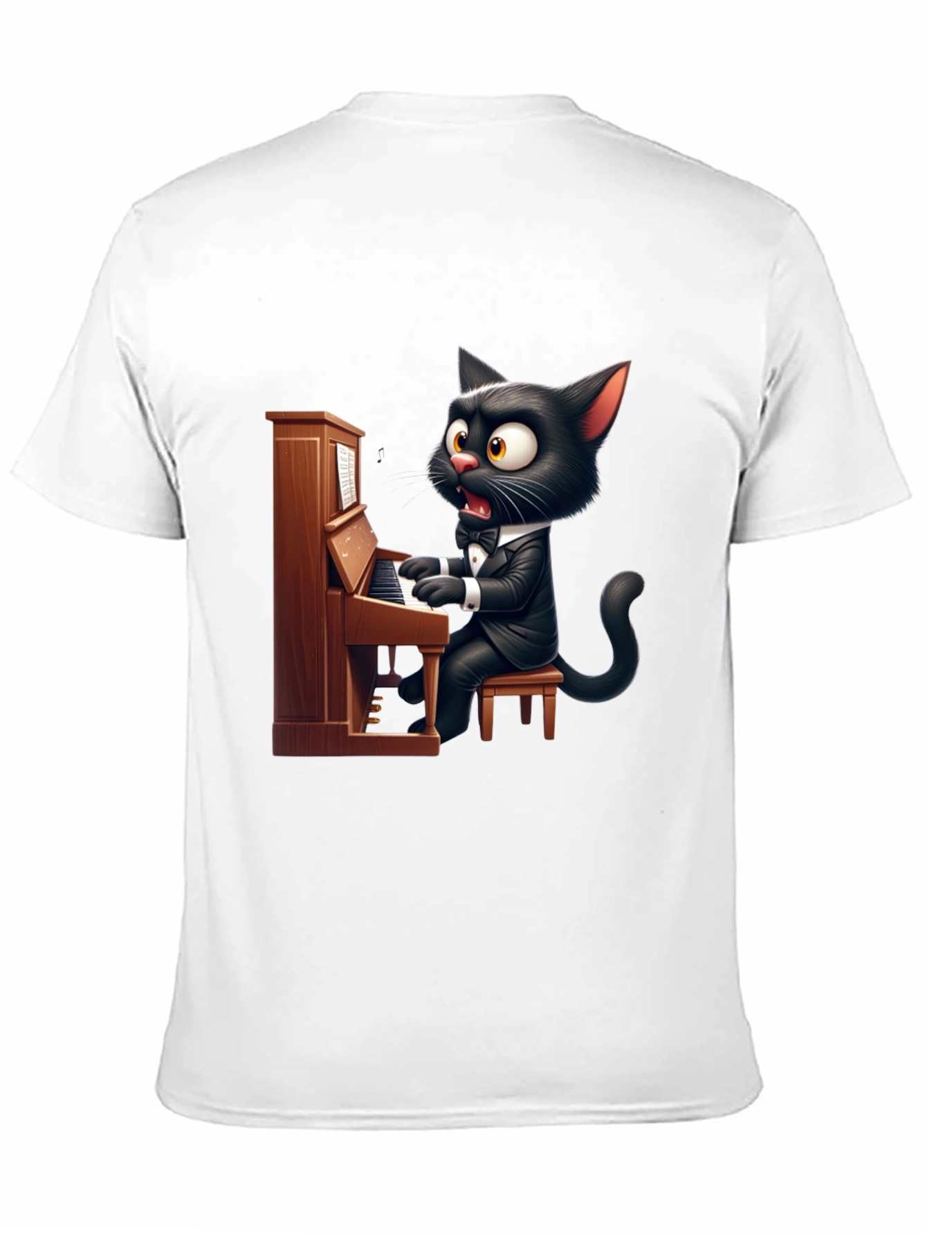 Cat Playing Piano Graphic Tee