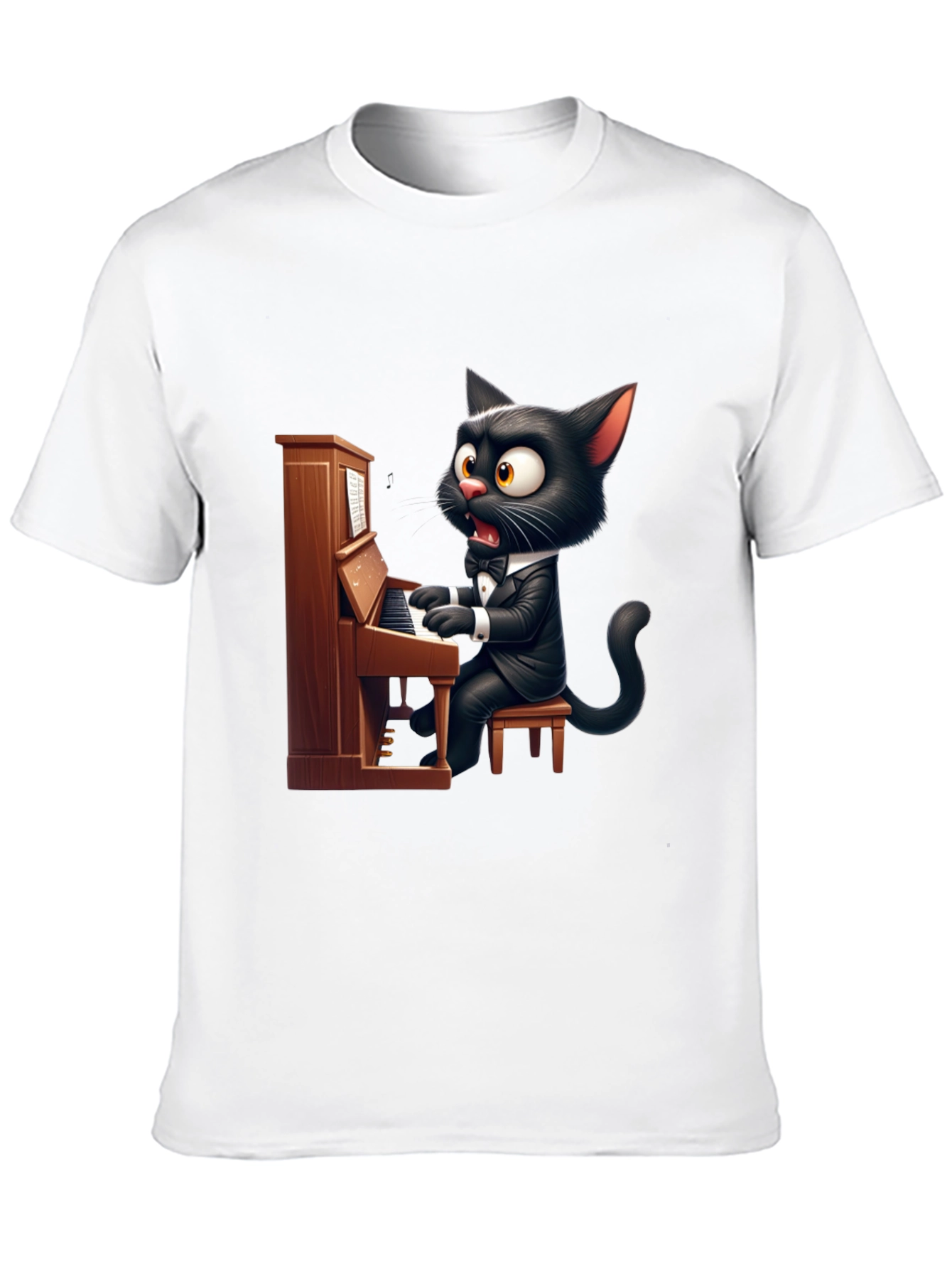 Cat Playing Piano Graphic Tee