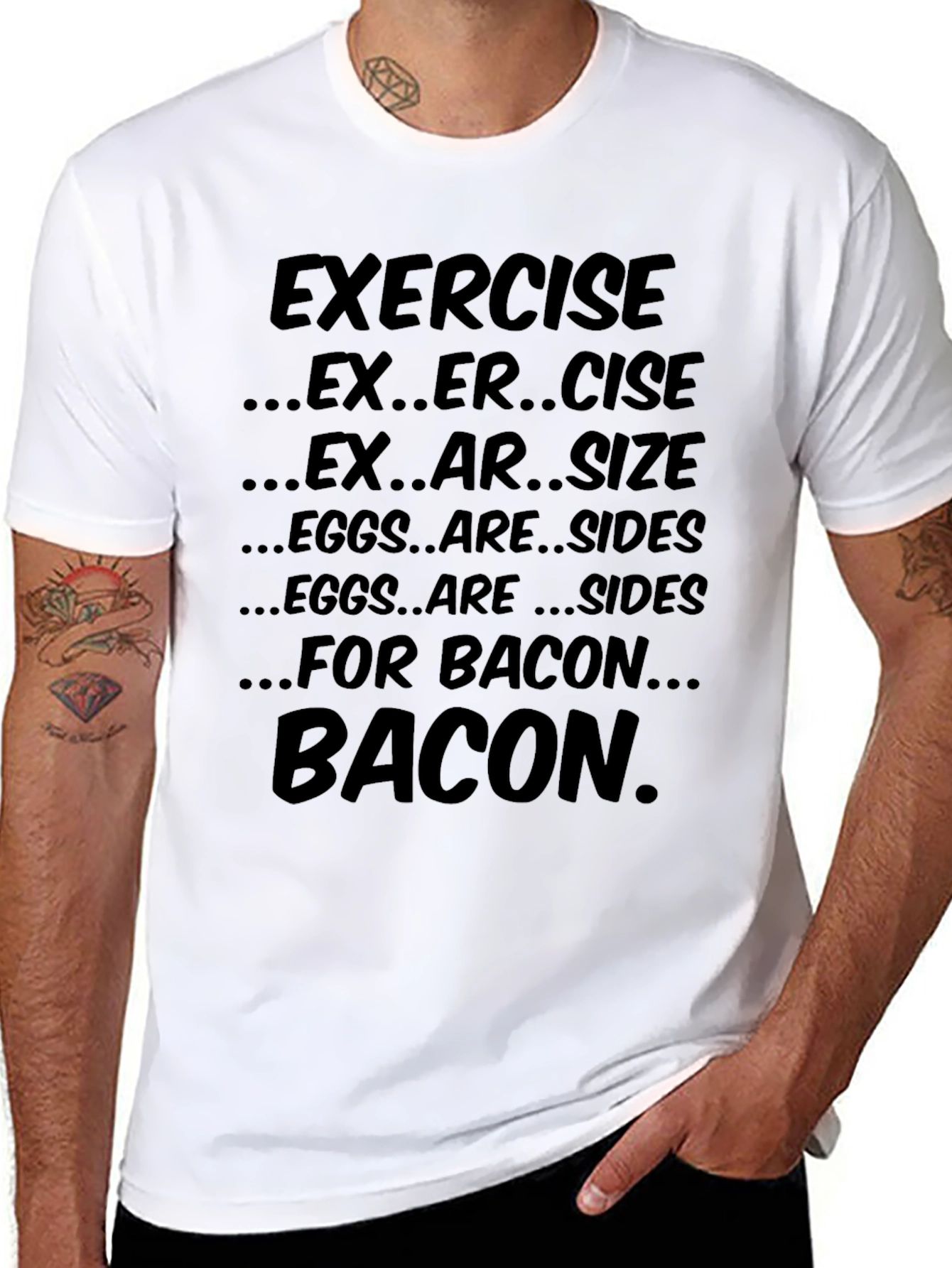 Bacon Lover T-Shirt: Exercise...Eggs...Bacon!