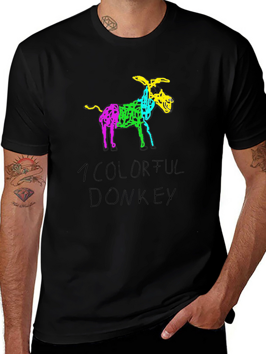 Colorful Donkey Graphic Tee - Unisex Black T-Shirt