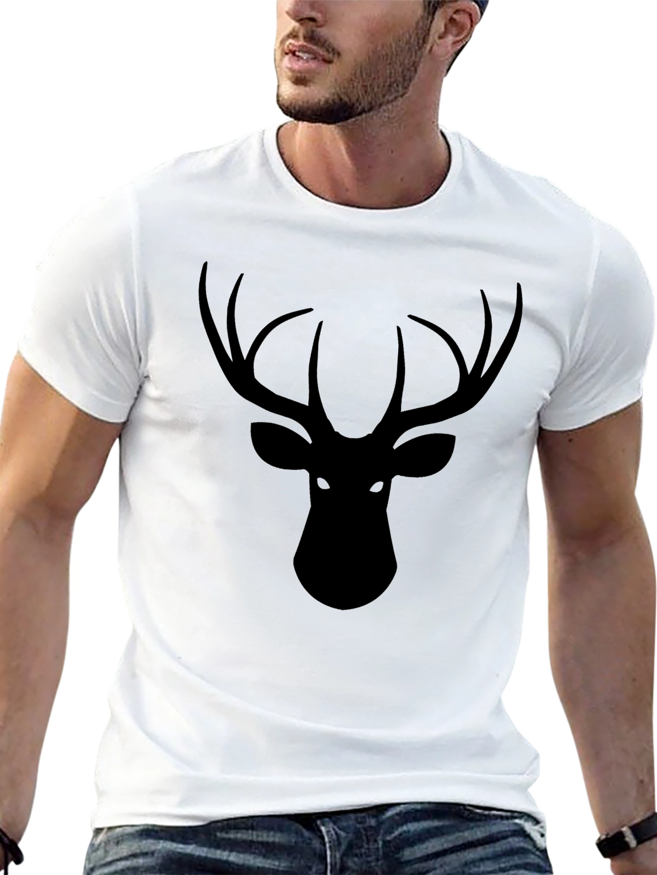 Mens Black Deer Graphic T-Shirt