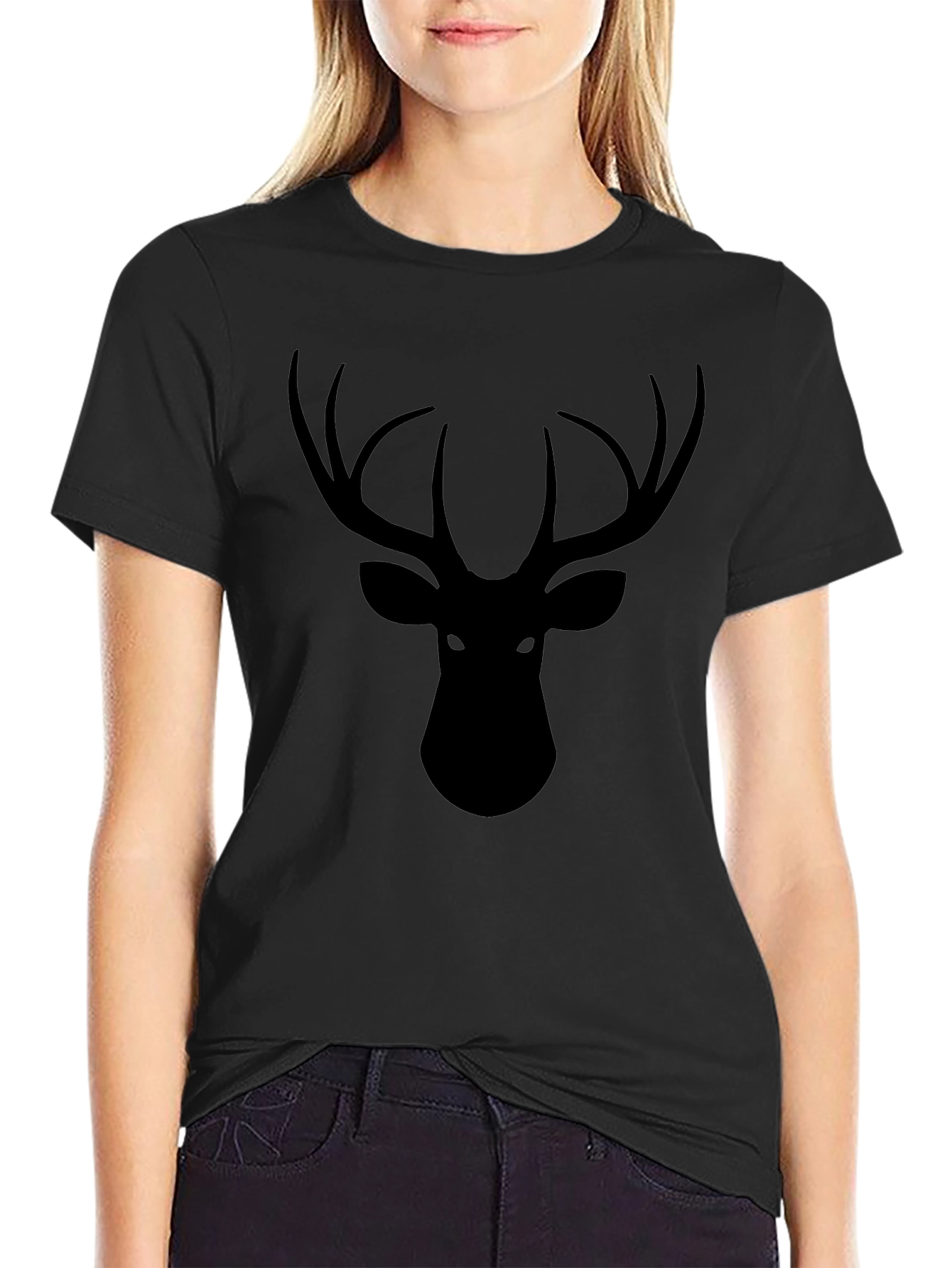 Mens Black Deer Graphic T-Shirt