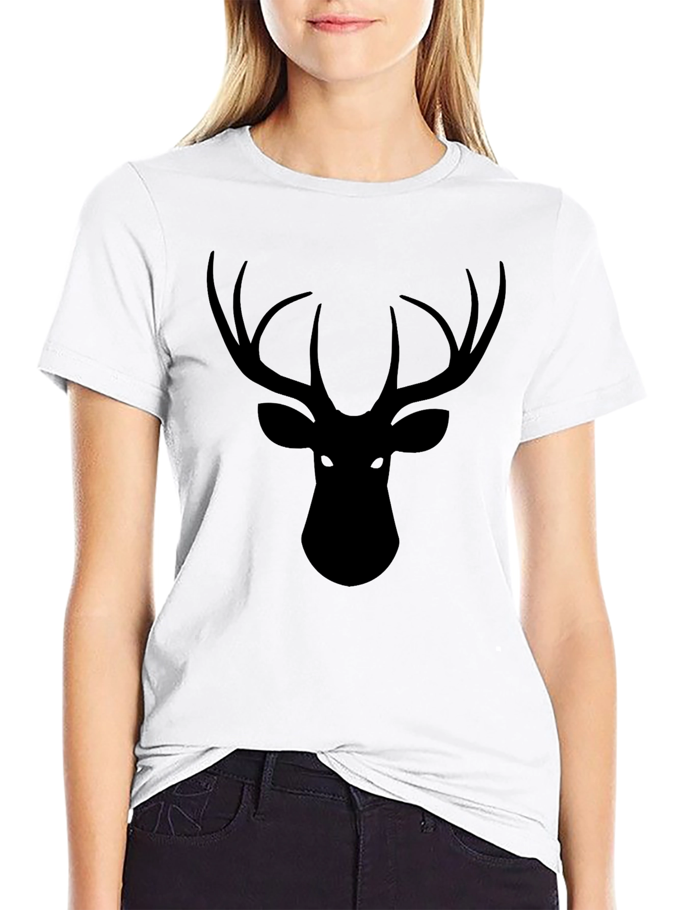 Mens Black Deer Graphic T-Shirt
