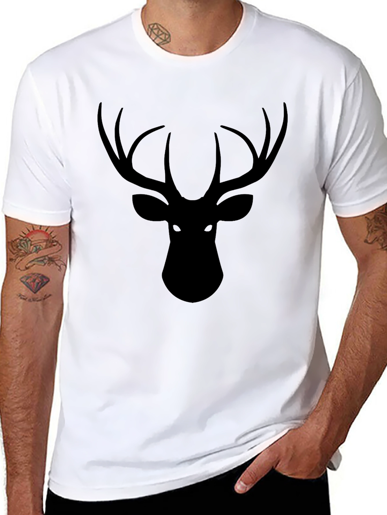 Mens Black Deer Graphic T-Shirt