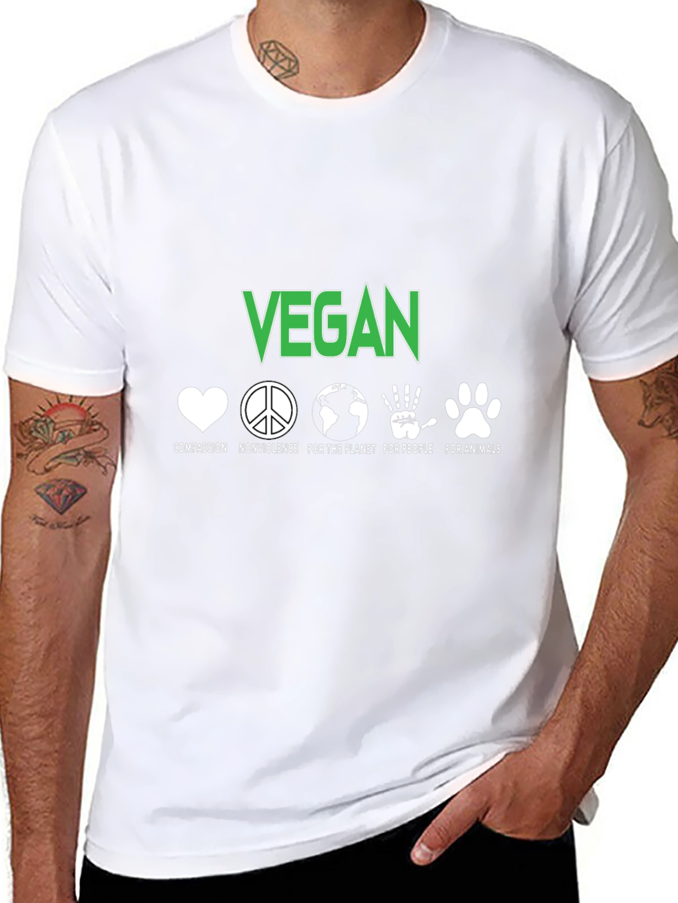 Vegan Compassion Graphic Tee - Black